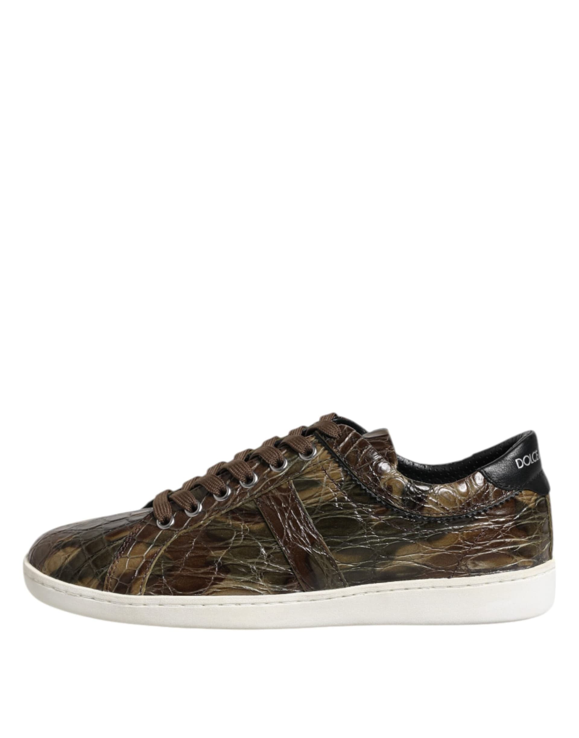 Dolce & Gabbana Brown Exotic Leather Low Top Sneakers Shoes - 5