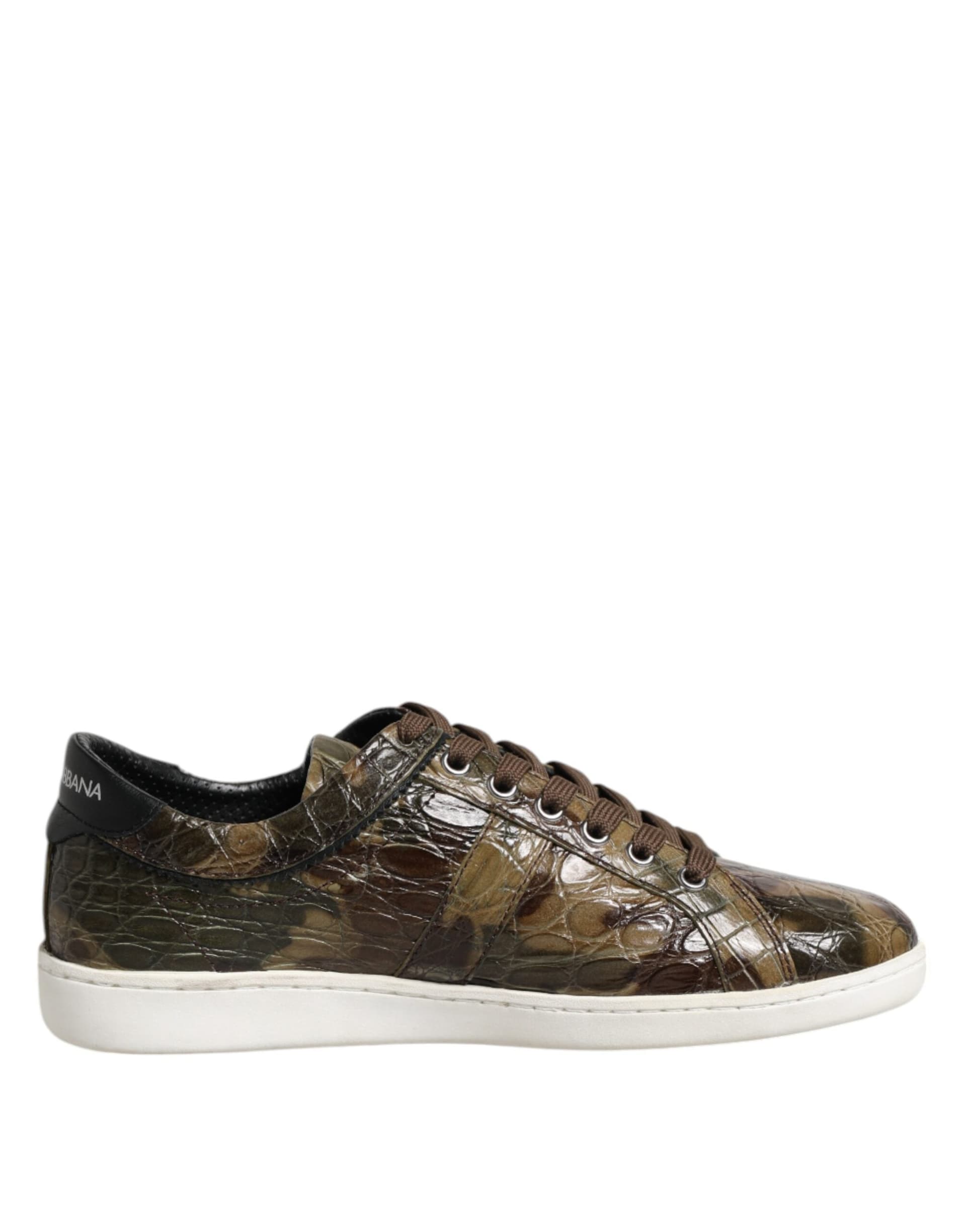 Dolce & Gabbana Brown Exotic Leather Low Top Sneakers Shoes - 7