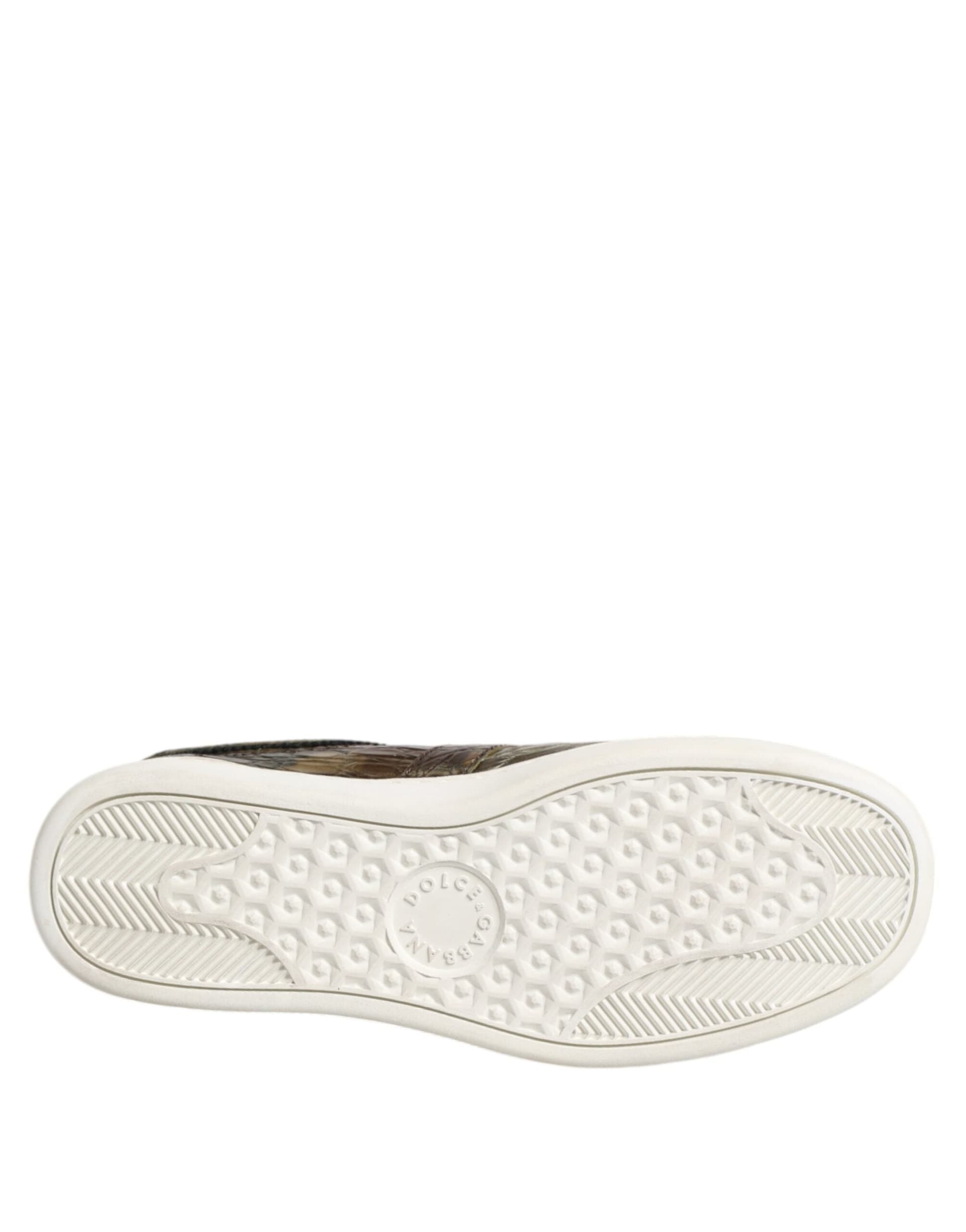 Dolce & Gabbana Brown Exotic Leather Low Top Sneakers Shoes - 8