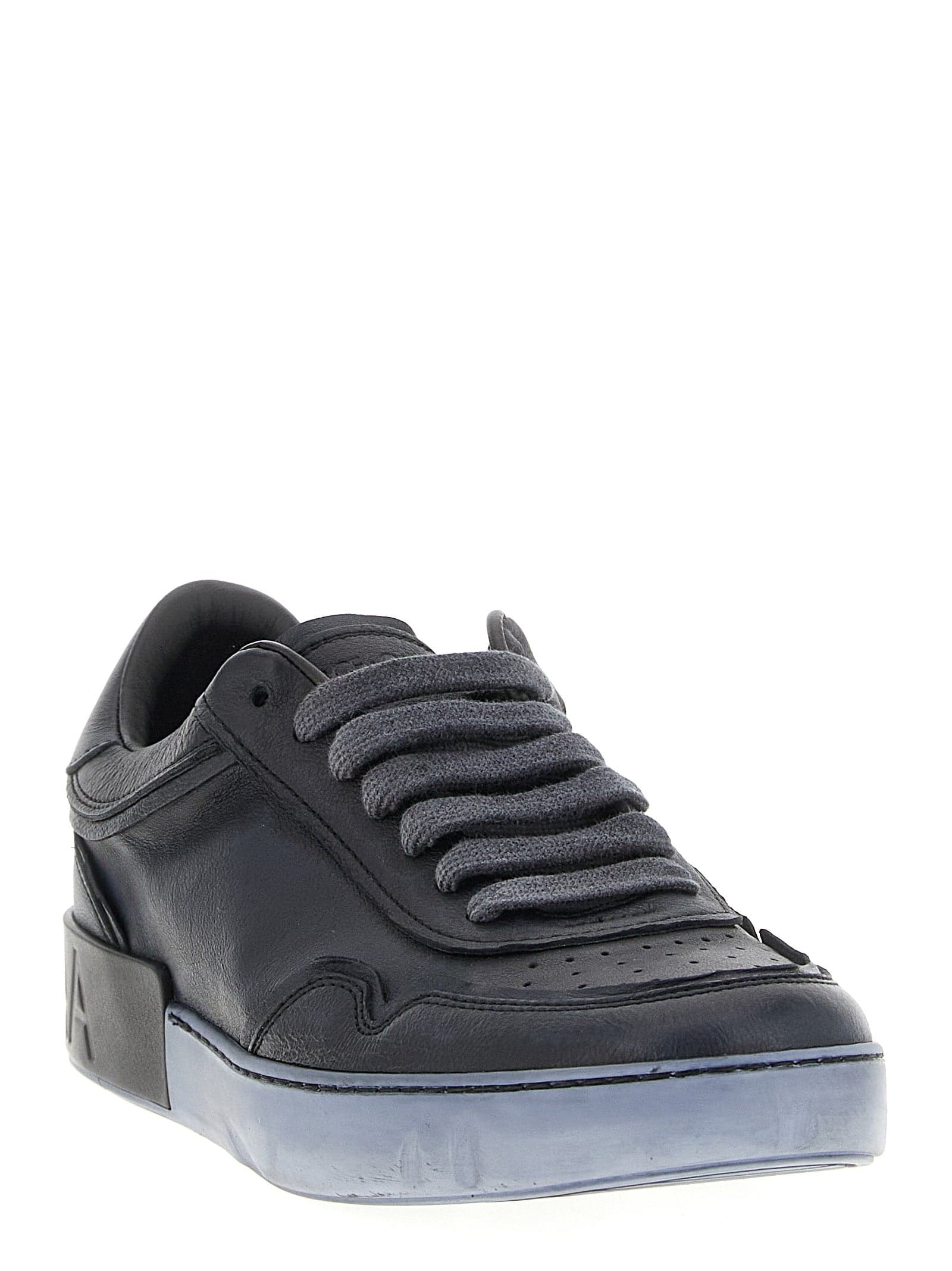 Dolce & Gabbana Black Lamb Leather Low Top Sneakers - 3