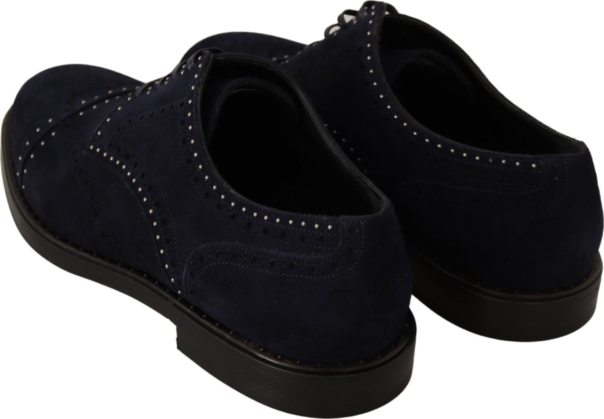 Dolce & Gabbana Blue Suede Leather Derby Studded Shoes - 6