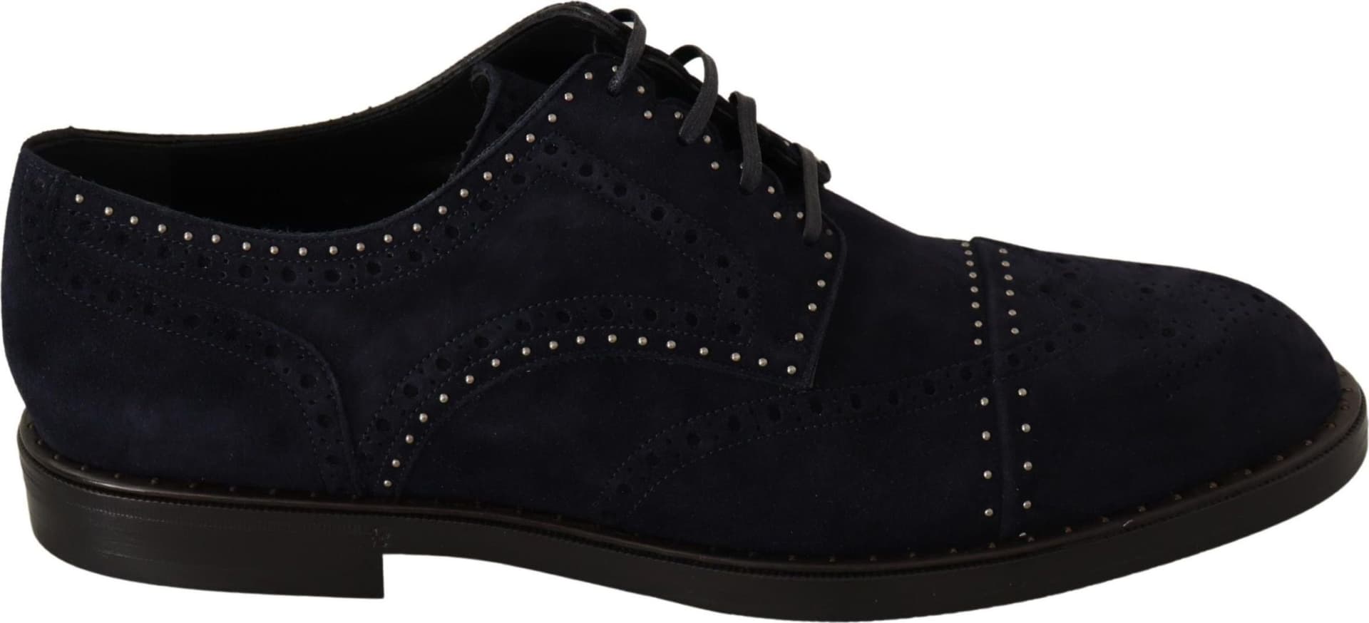 Dolce & Gabbana Blue Suede Leather Derby Studded Shoes - 7
