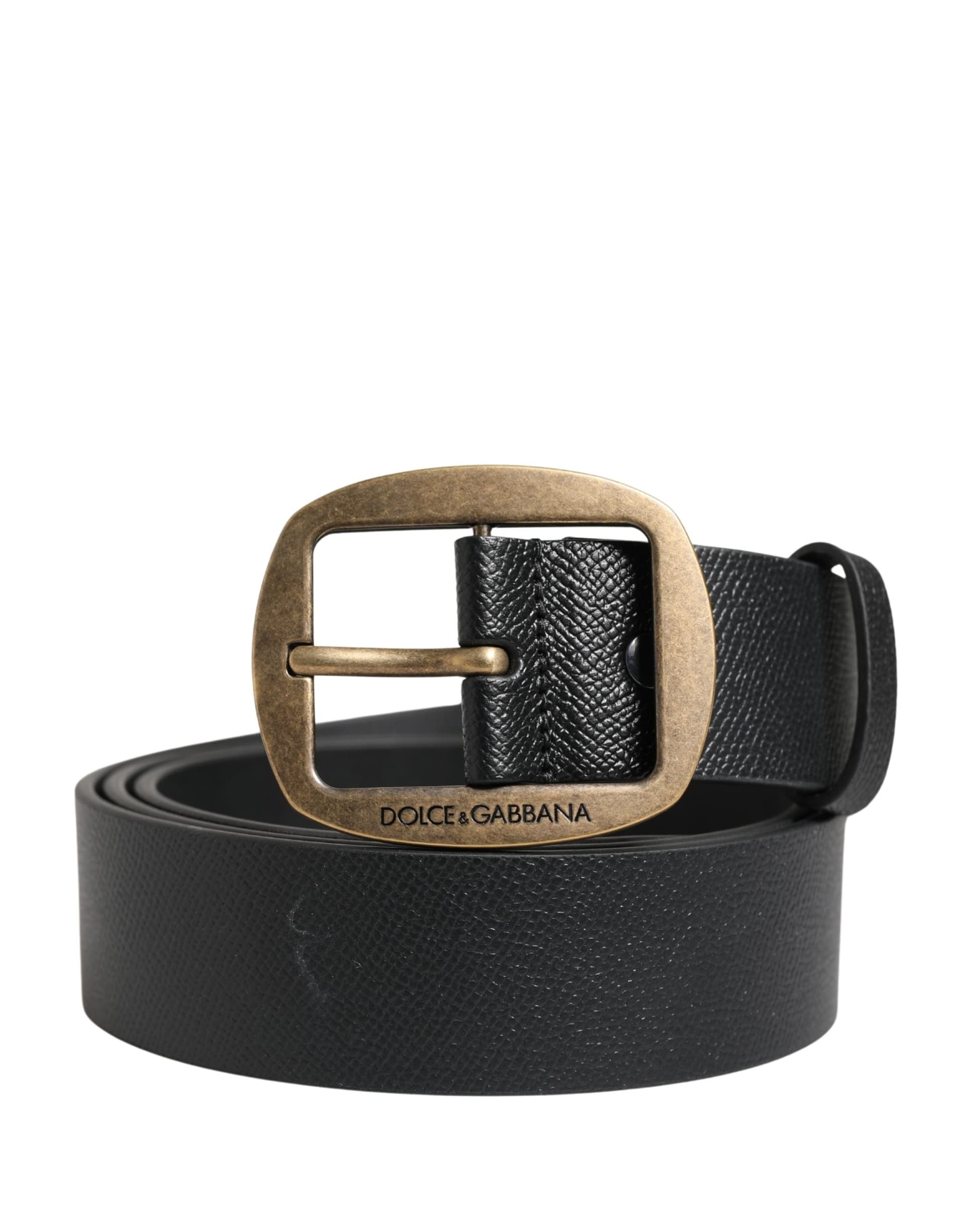 Dolce & Gabbana Men Black Classic Leather Metal Buckle Belt - 2