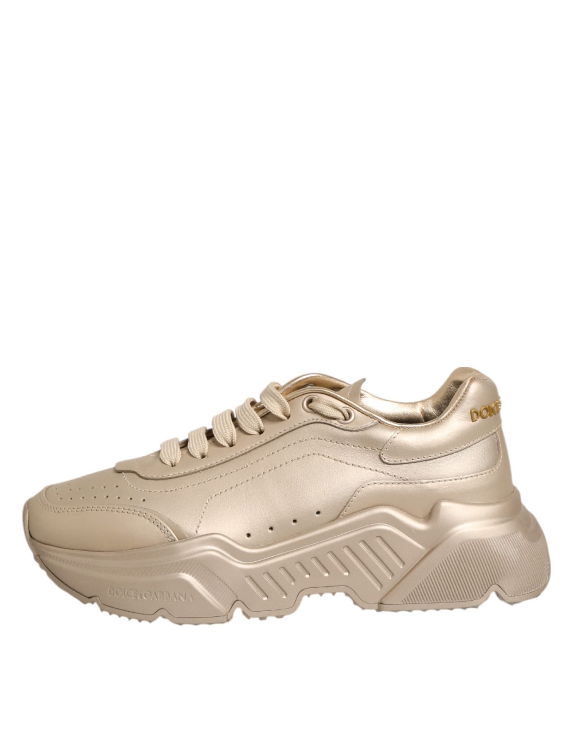 Dolce & Gabbana Gold Leather Daymaster Women Sneaker Shoes - 5