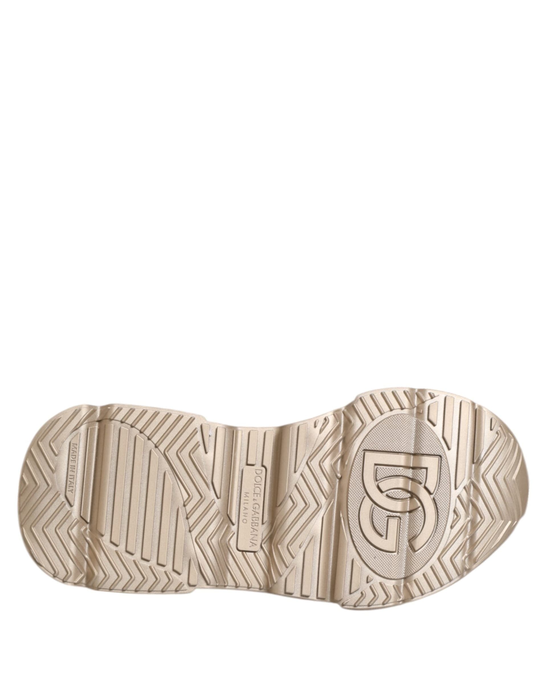 Dolce & Gabbana Gold Leather Daymaster Women Sneaker Shoes - 8