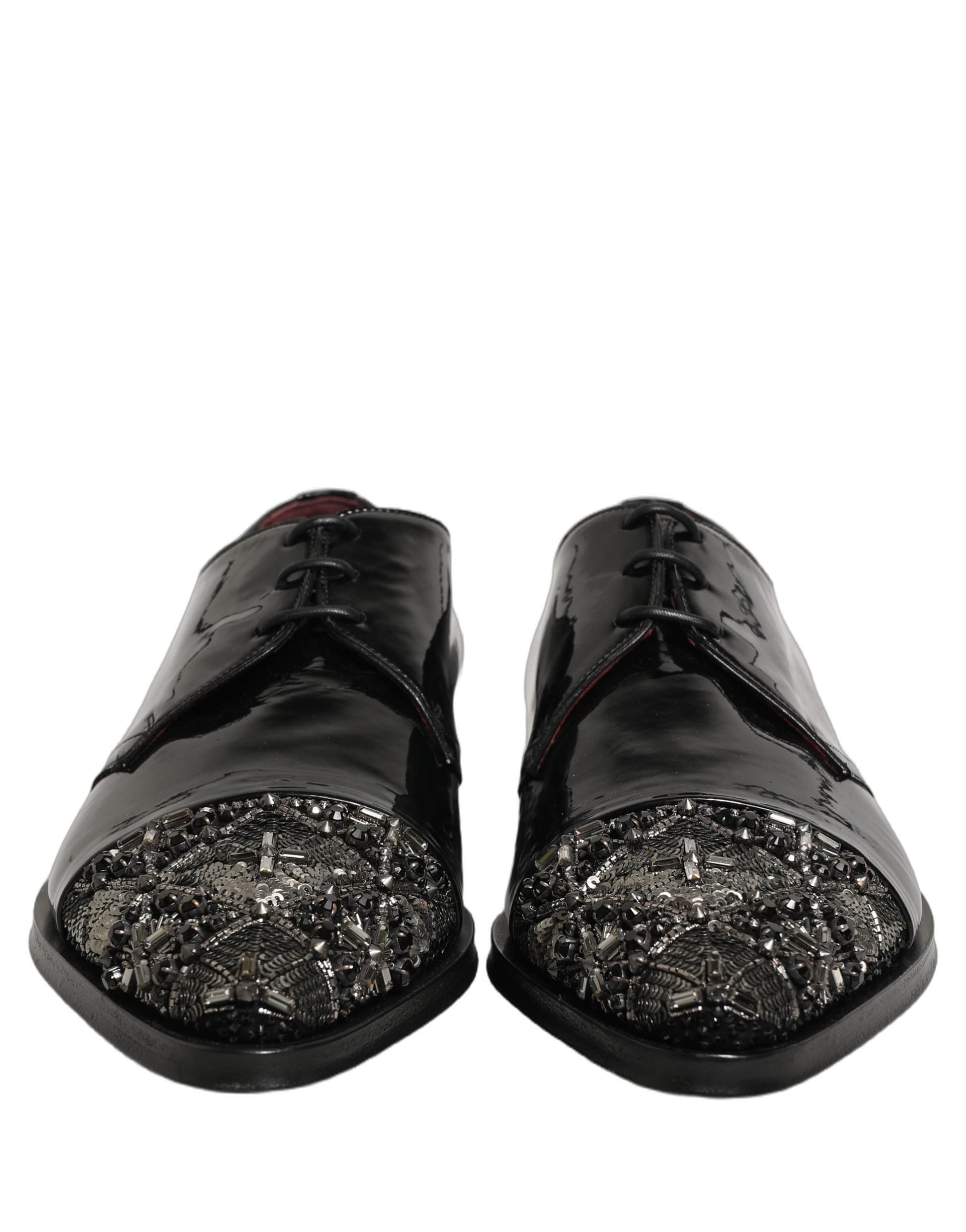 Dolce & Gabbana Black Embellished Derby Dress Formal Shoes - 2