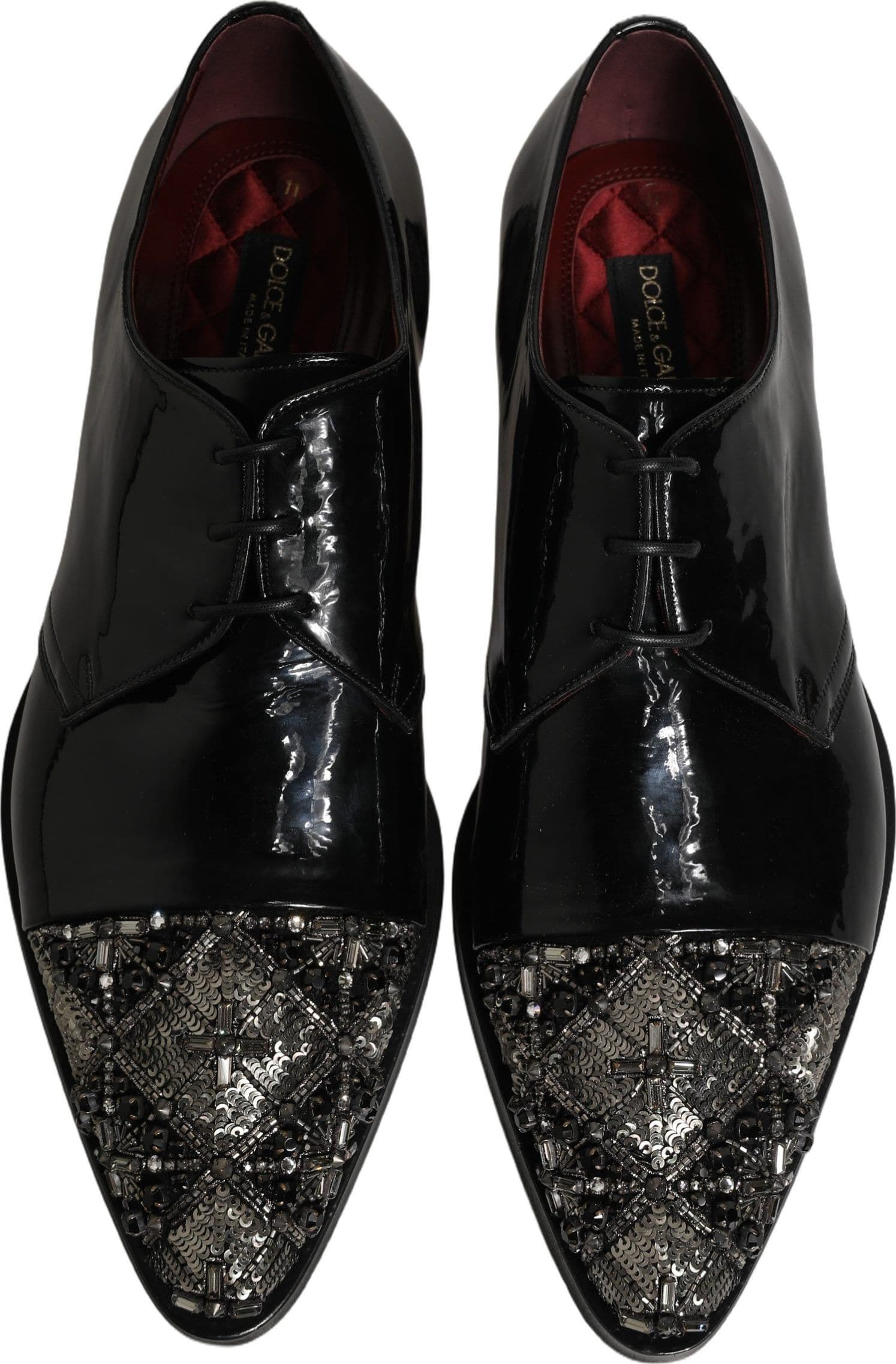 Dolce & Gabbana Black Embellished Derby Dress Formal Shoes - 3