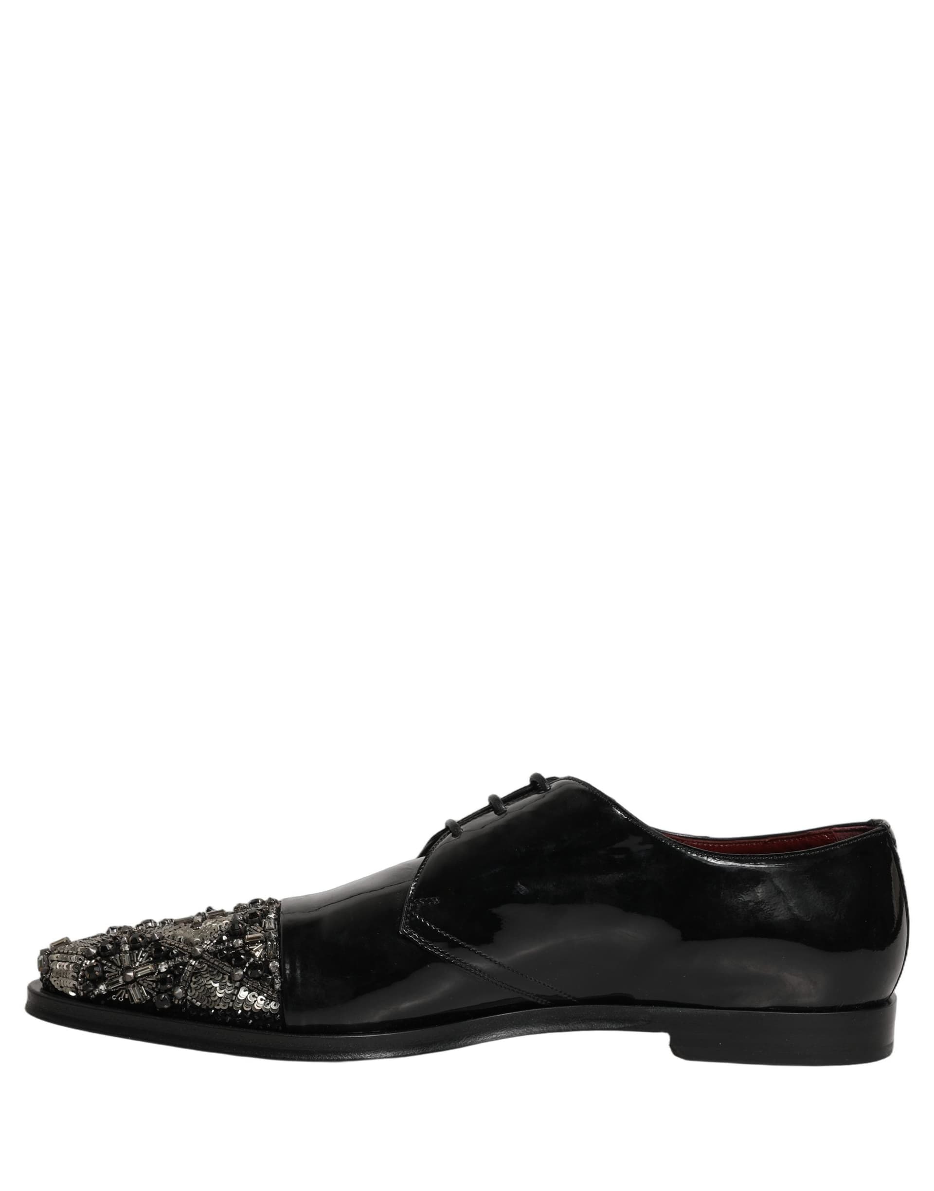 Dolce & Gabbana Black Embellished Derby Dress Formal Shoes - 6