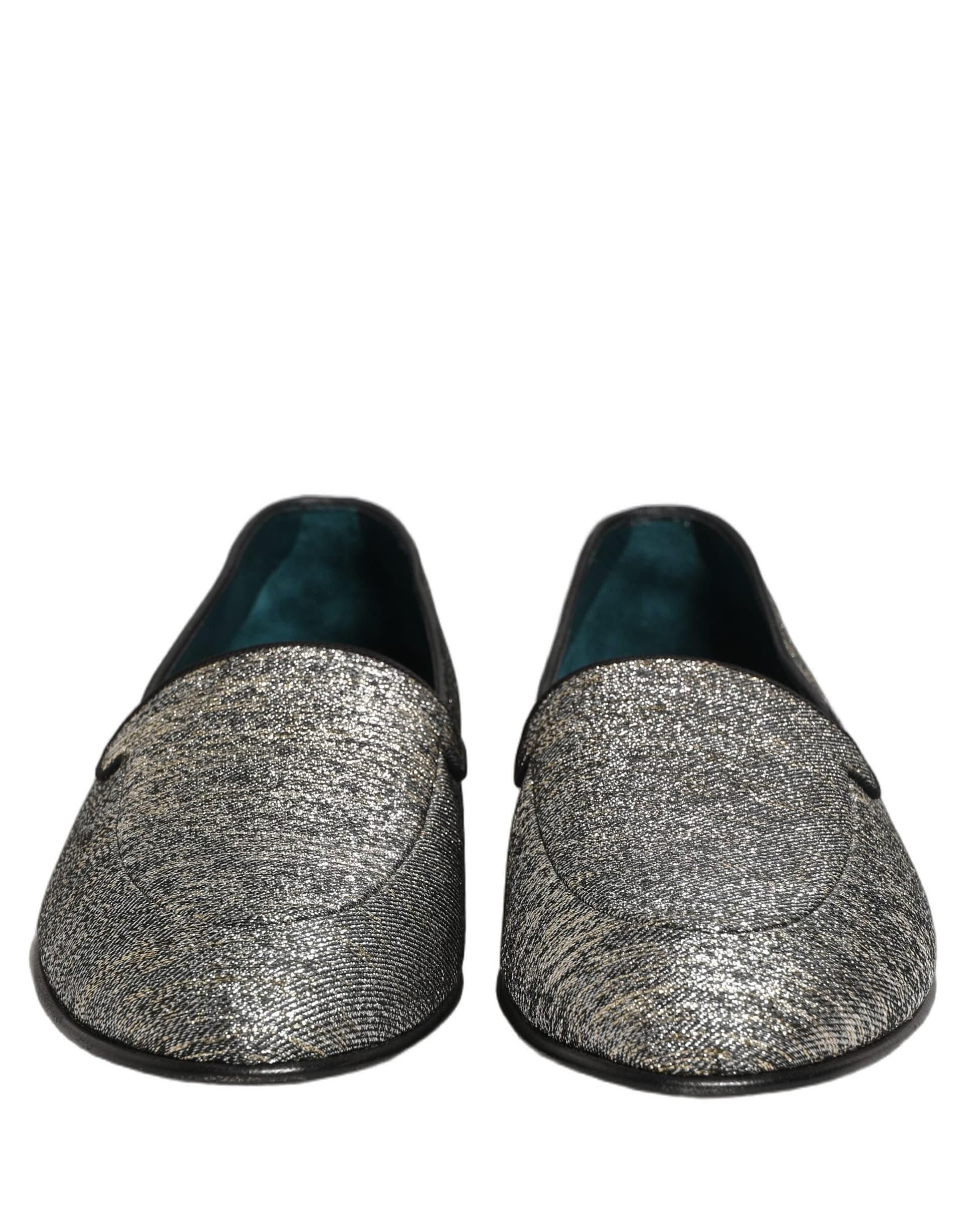 Dolce & Gabbana Gray Lurex Glitter Men Dress Loafers Shoes - 2