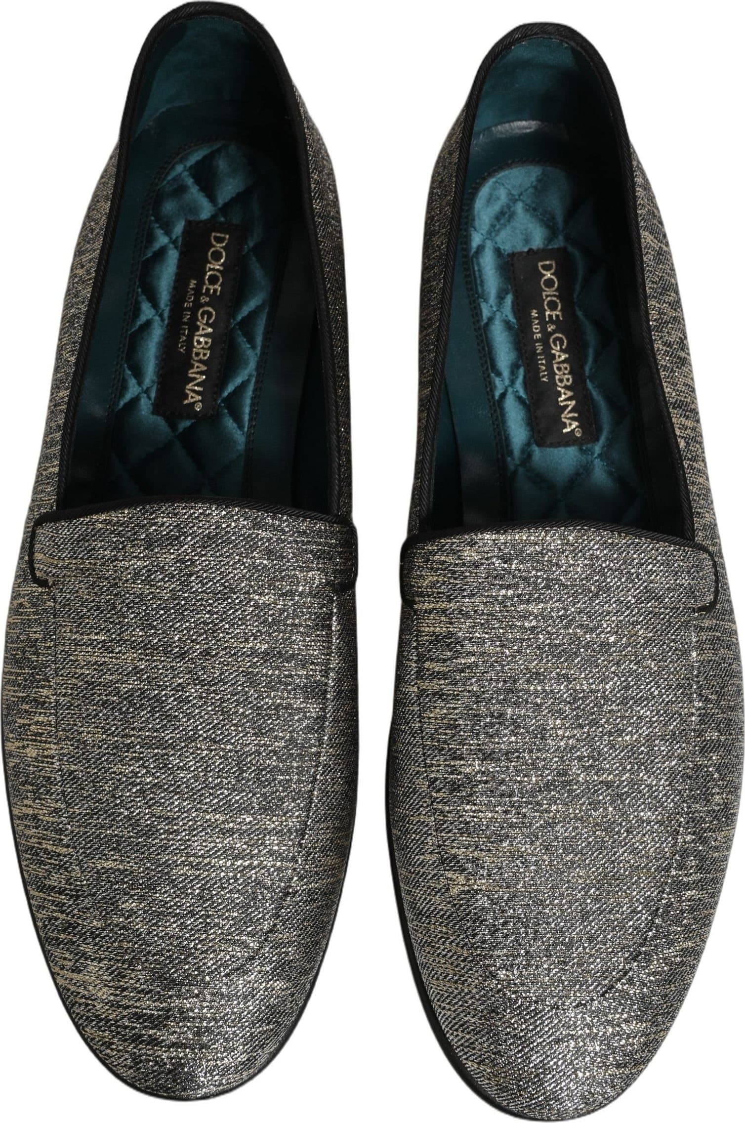 Dolce & Gabbana Gray Lurex Glitter Men Dress Loafers Shoes - 3