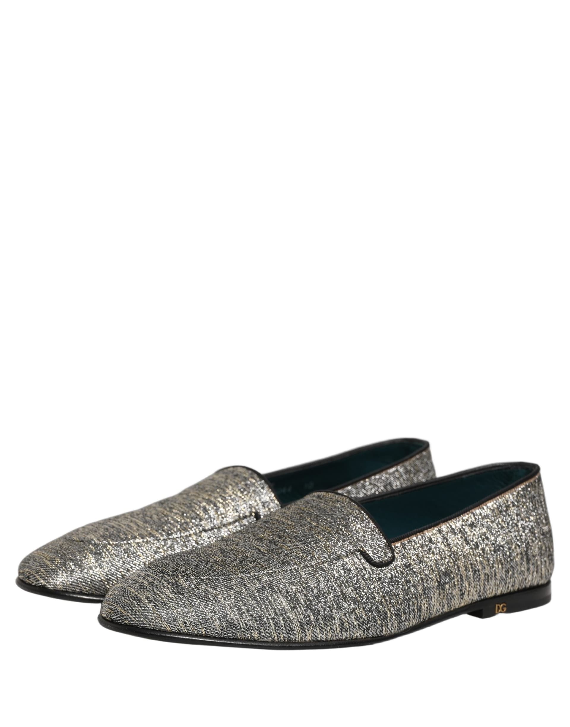 Dolce & Gabbana Gray Lurex Glitter Men Dress Loafers Shoes - 4