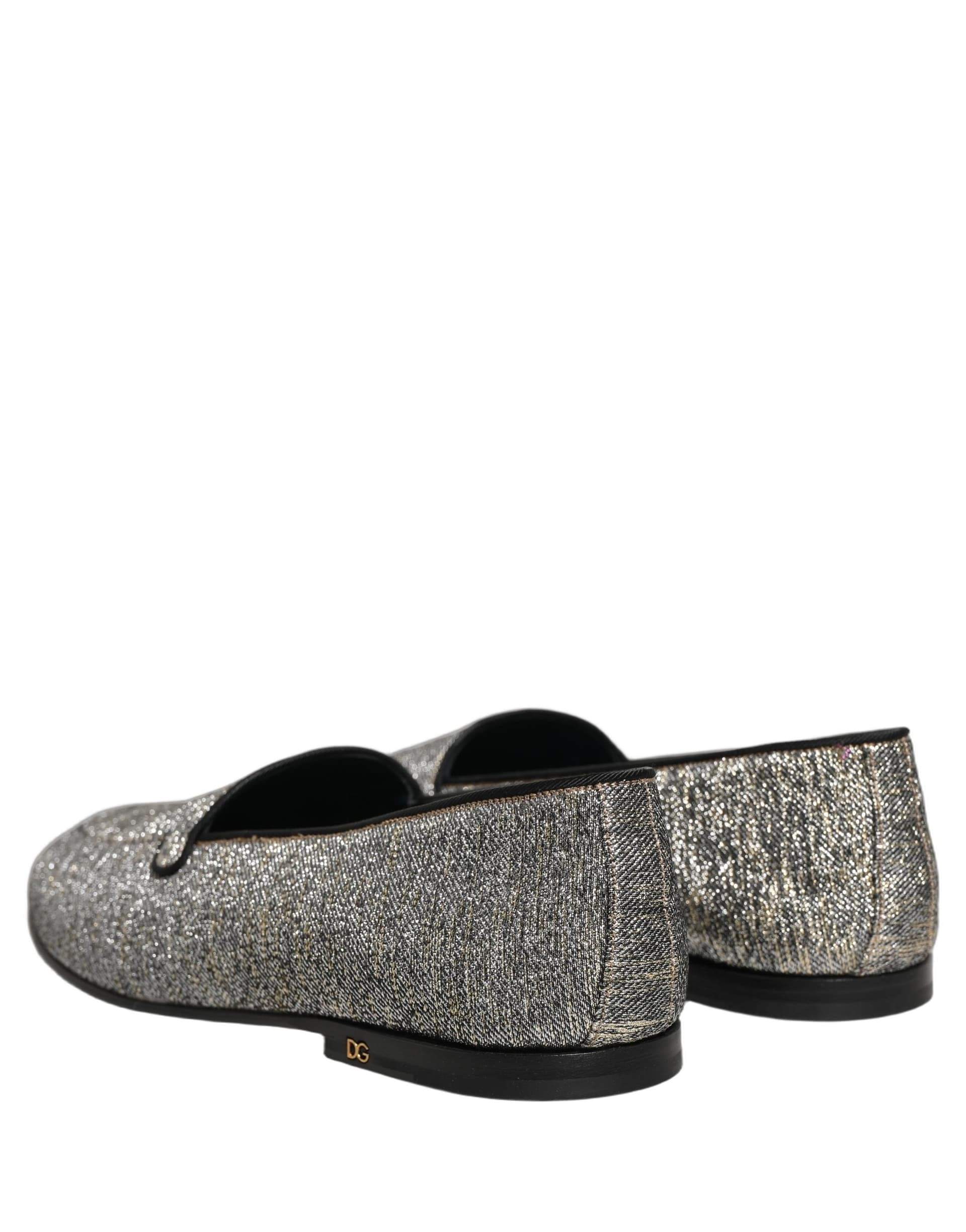 Dolce & Gabbana Gray Lurex Glitter Men Dress Loafers Shoes - 5