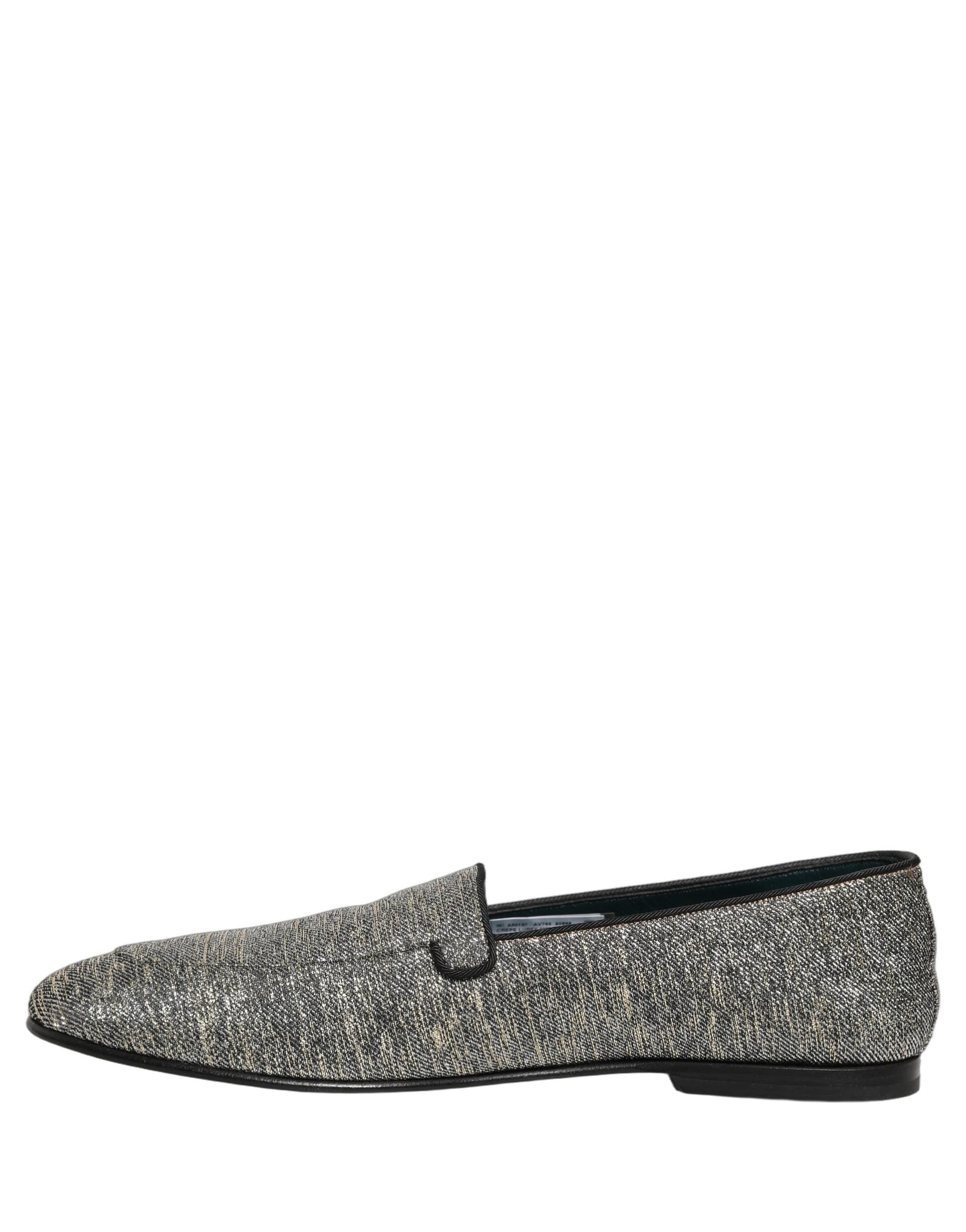 Dolce & Gabbana Gray Lurex Glitter Men Dress Loafers Shoes - 6