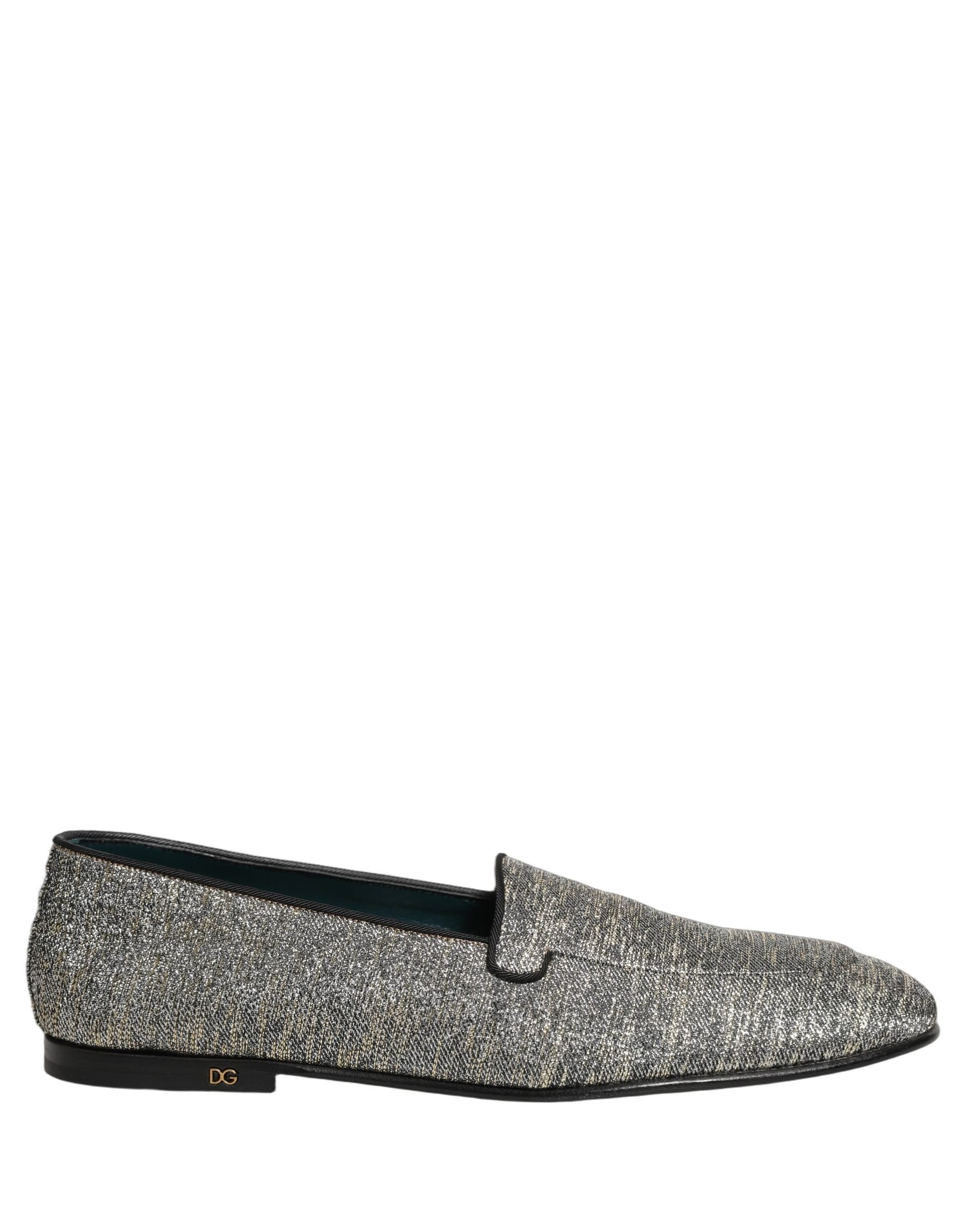Dolce & Gabbana Gray Lurex Glitter Men Dress Loafers Shoes - 8