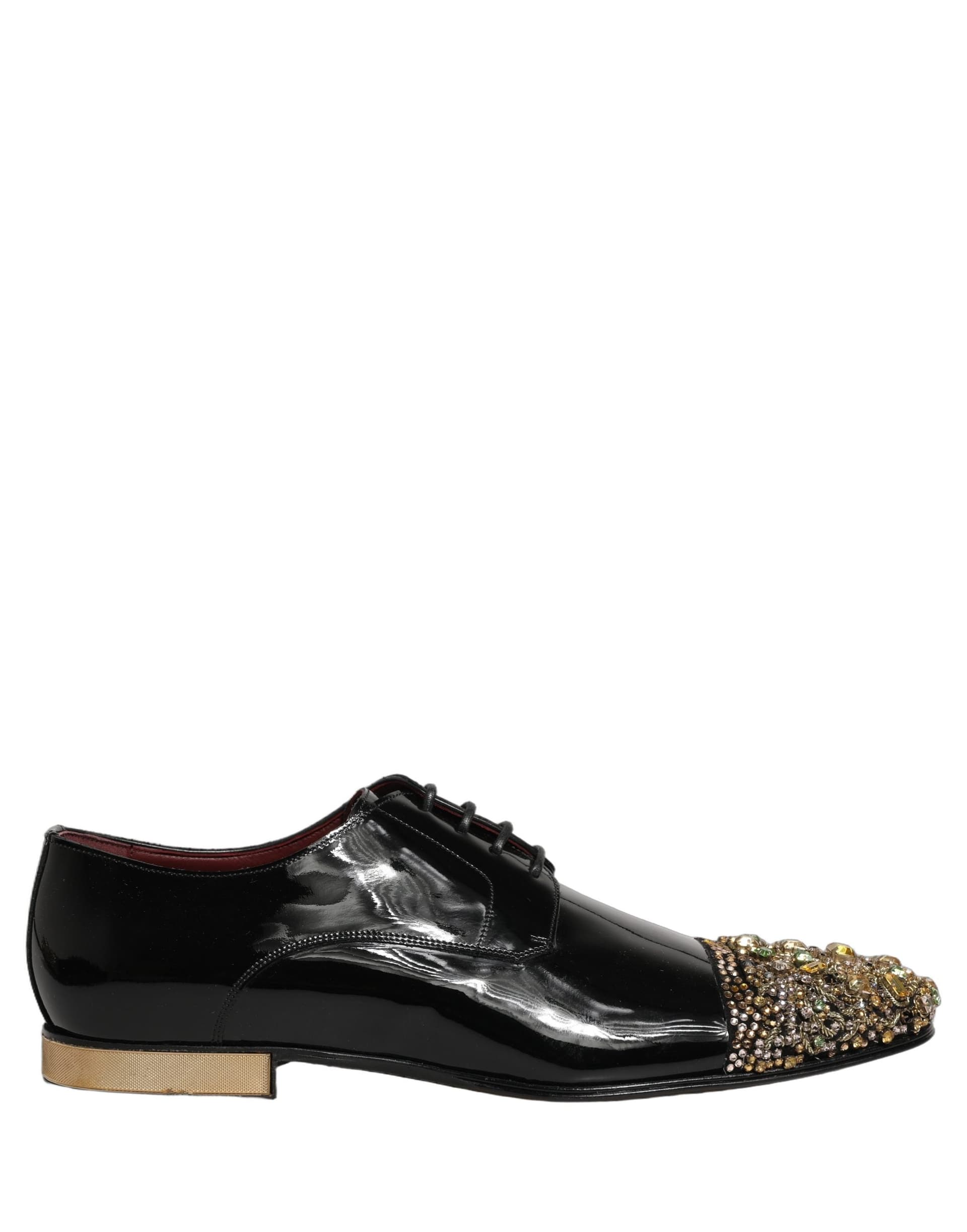 Dolce & Gabbana Black Embellished Men Derby Dress Formal Shoes - 7