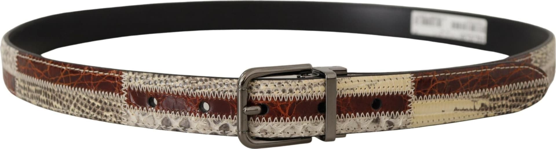 Dolce & Gabbana Multicolor Exotic Leather Patchwork Metal Belt - 2