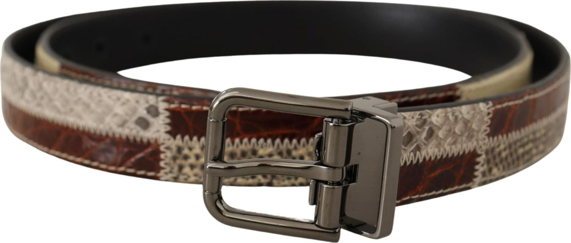 Dolce & Gabbana Multicolor Exotic Leather Patchwork Metal Belt - 3
