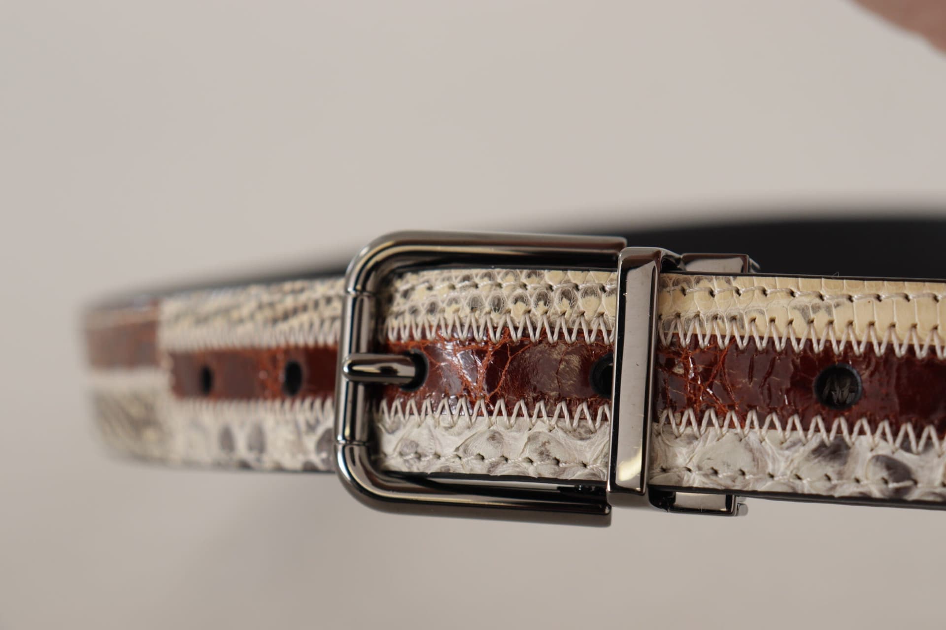 Dolce & Gabbana Multicolor Exotic Leather Patchwork Metal Belt - 4