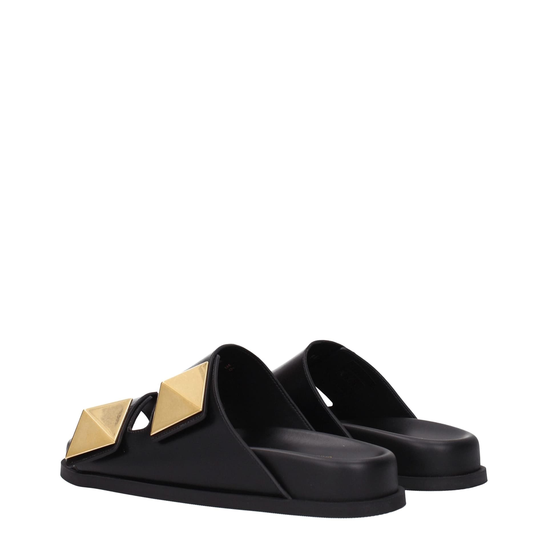Valentino Garavani Black Leather Slippers - 4
