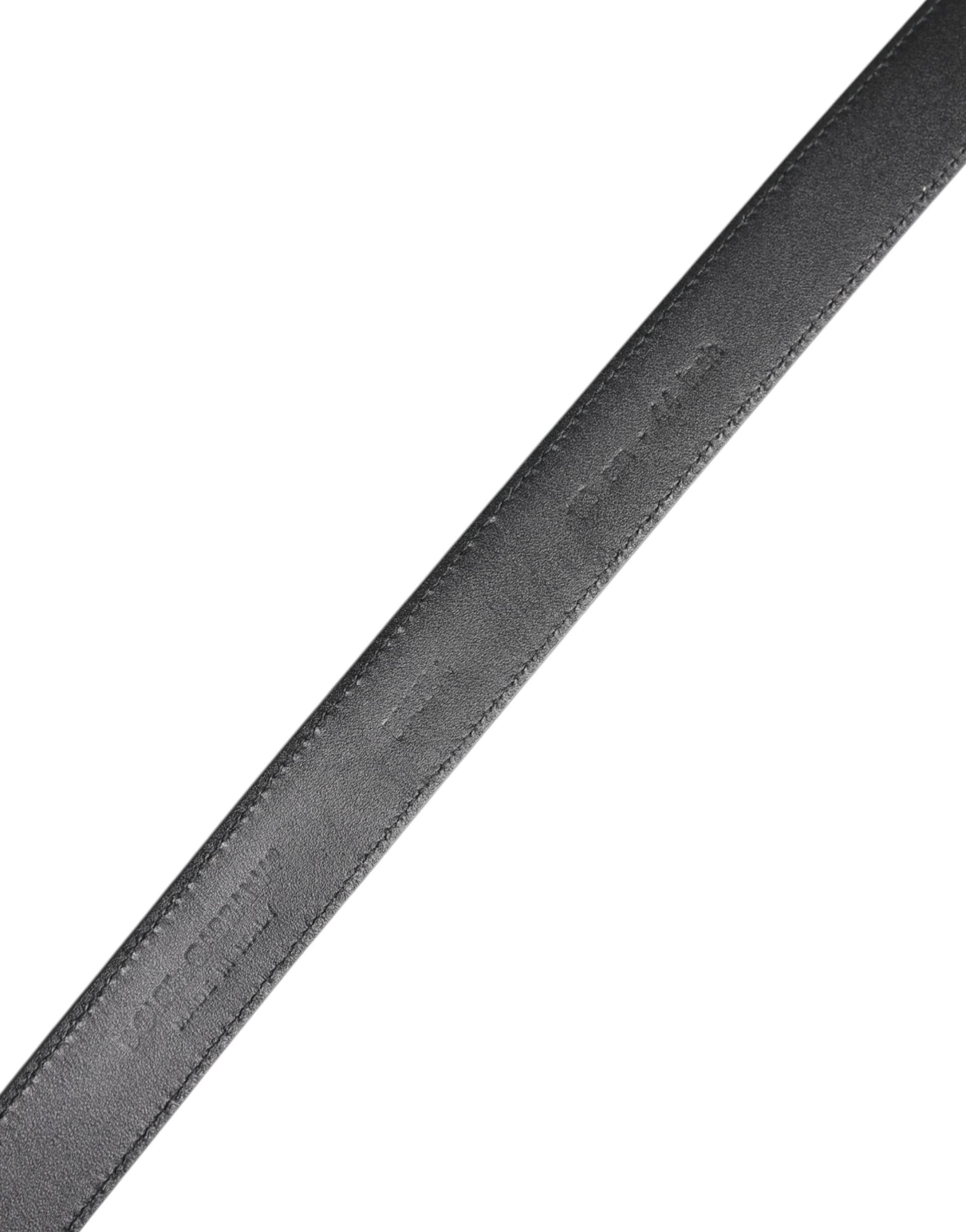 Dolce & Gabbana Black Calf Leather Classic Metal Buckle Belt - 5