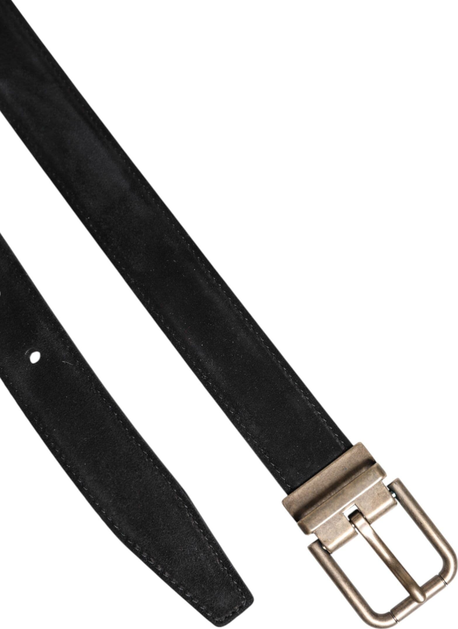 Dolce & Gabbana Black Calf Leather Classic Metal Buckle Belt - 6