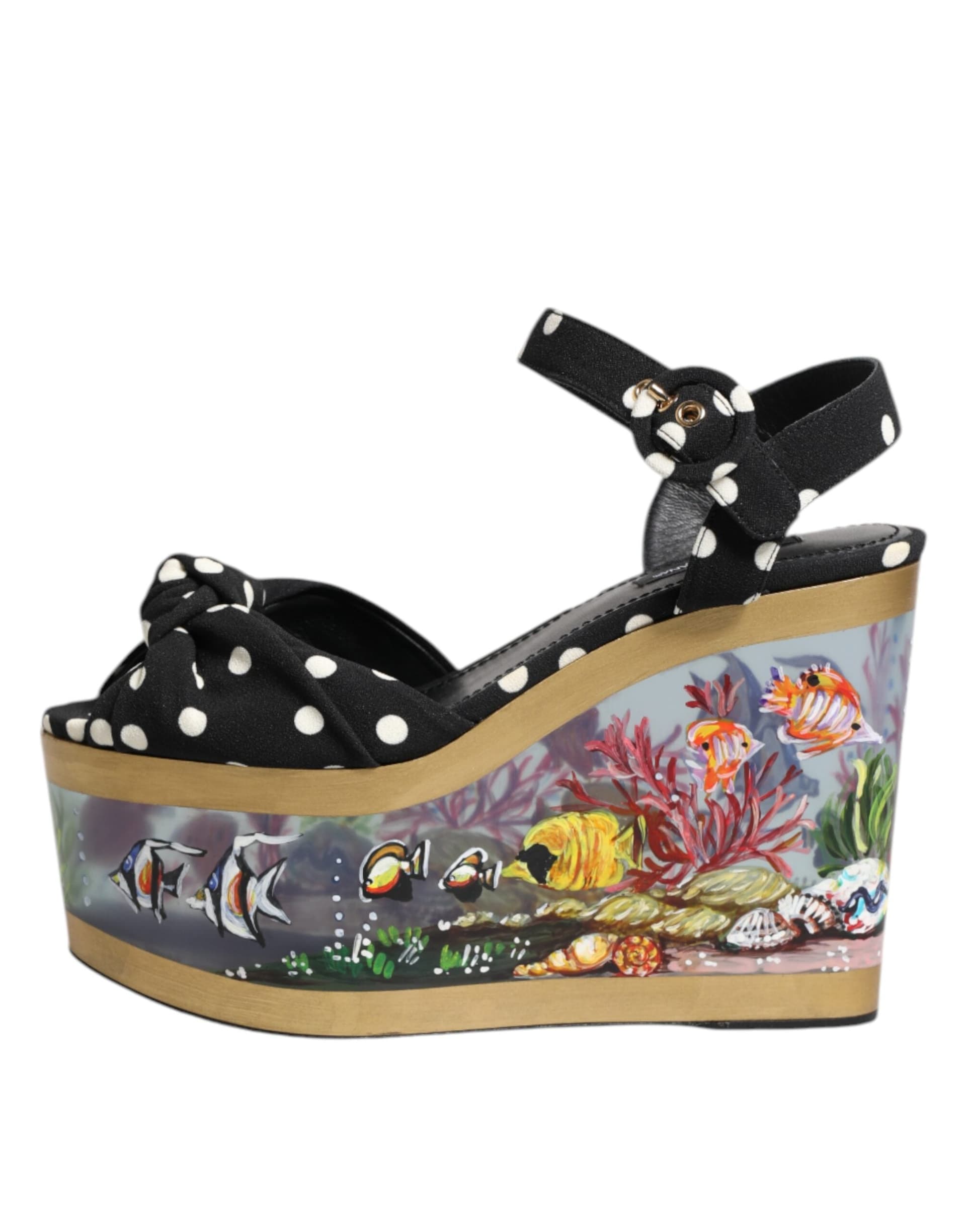 Dolce & Gabbana Multicolor Fish Polka Dot Wedge Sandals Shoes - 5
