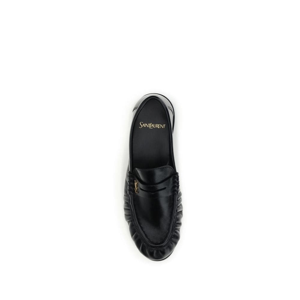 Saint Laurent Black Lamb Ovis Aries Aries Slip-On Loafers - 4