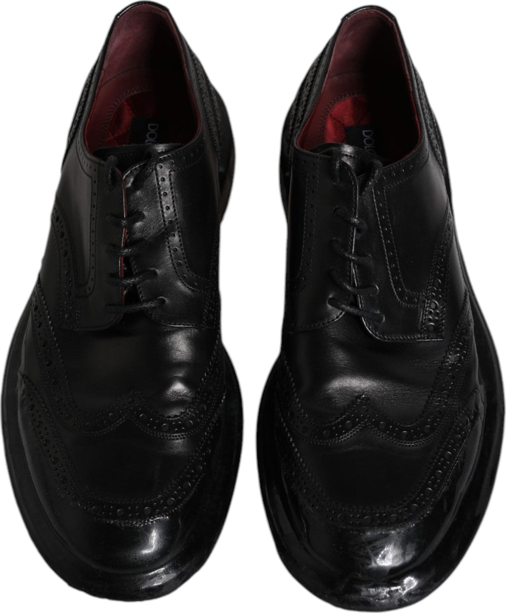 Dolce & Gabbana Black Leather Derby Wingtip Formal Shoes - 2