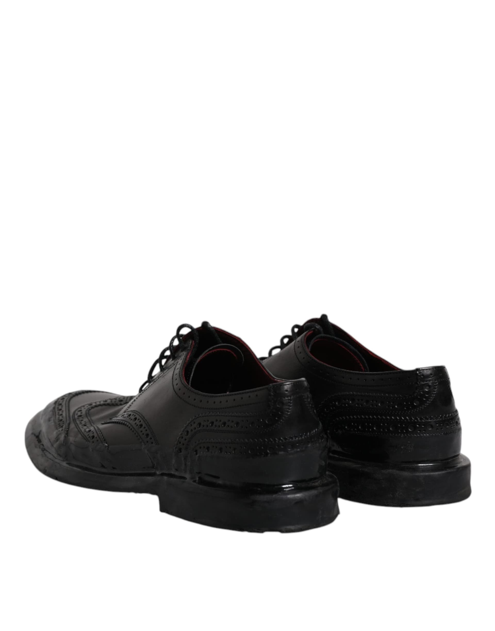 Dolce & Gabbana Black Leather Derby Wingtip Formal Shoes - 4