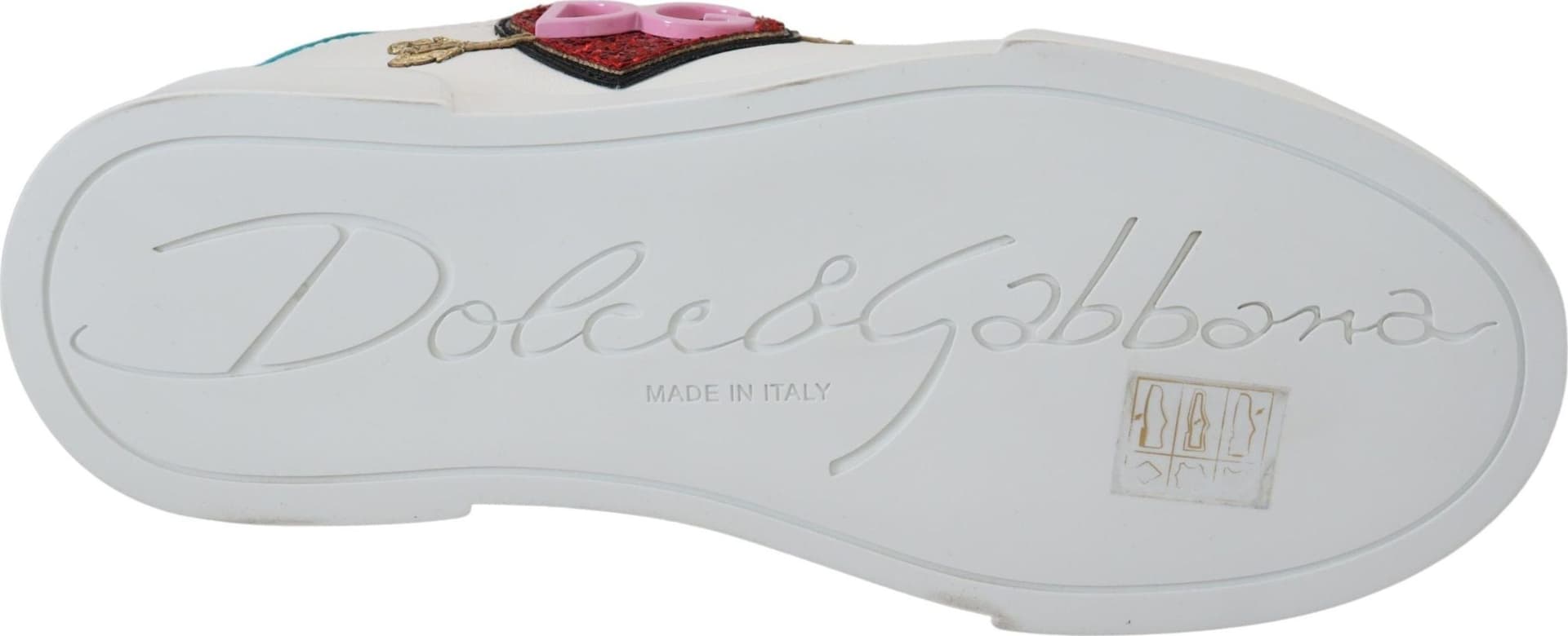 Dolce & Gabbana White Leather Sneaker Portofino Logo Heart Shoes - 5