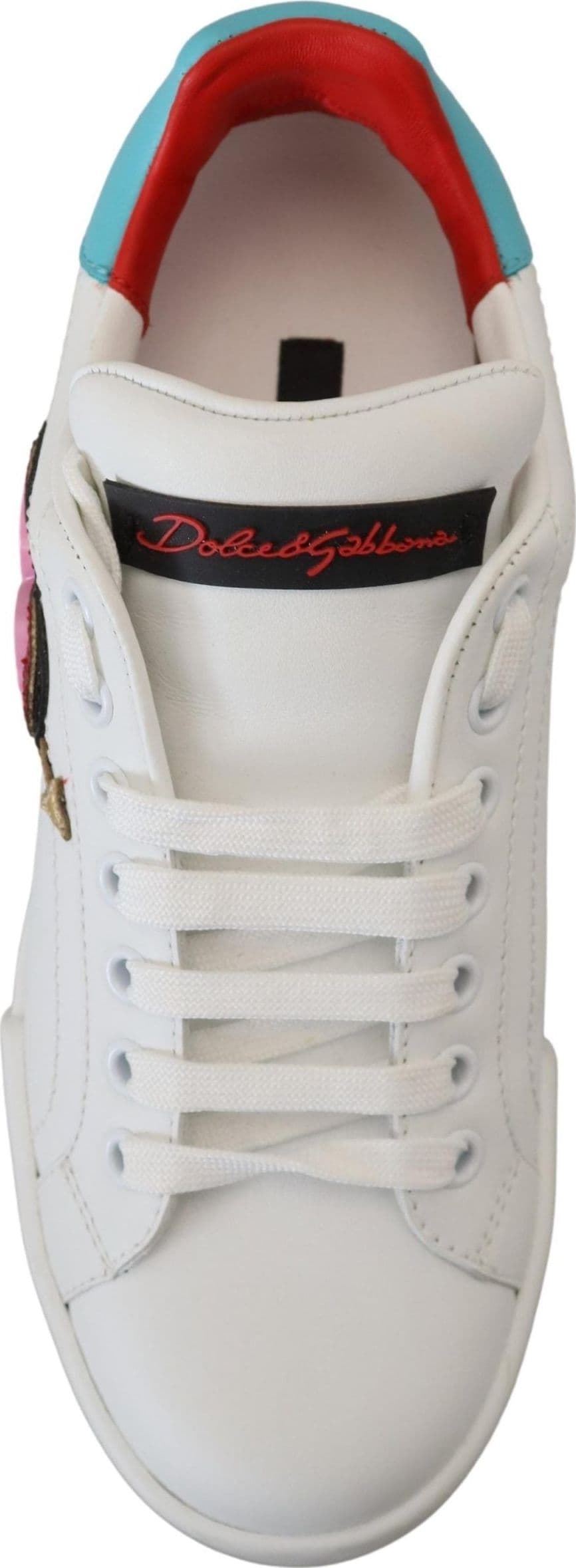 Dolce & Gabbana White Leather Sneaker Portofino Logo Heart Shoes - 6