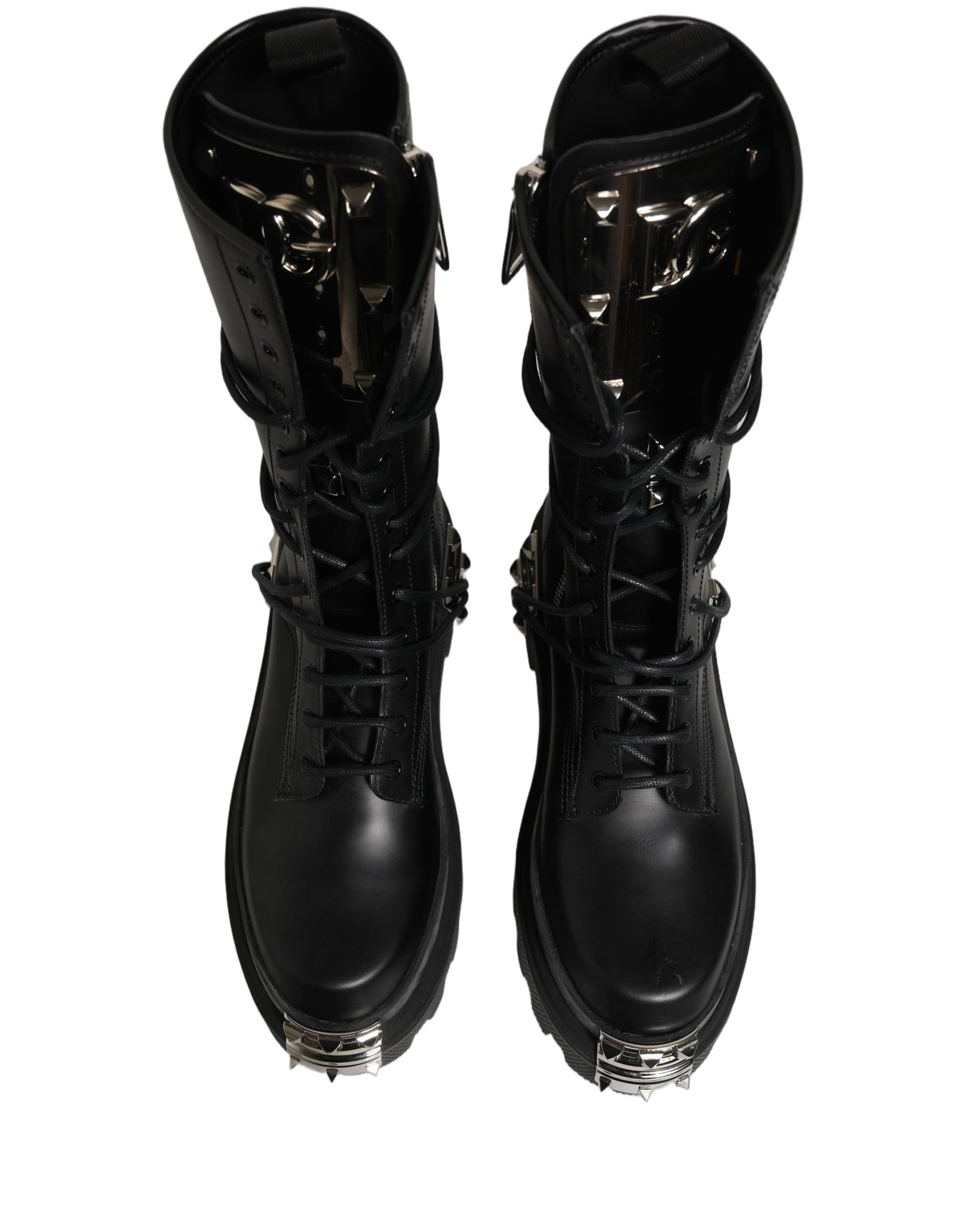Dolce & Gabbana Black Stud Platform Combat High Boots Shoes - 3
