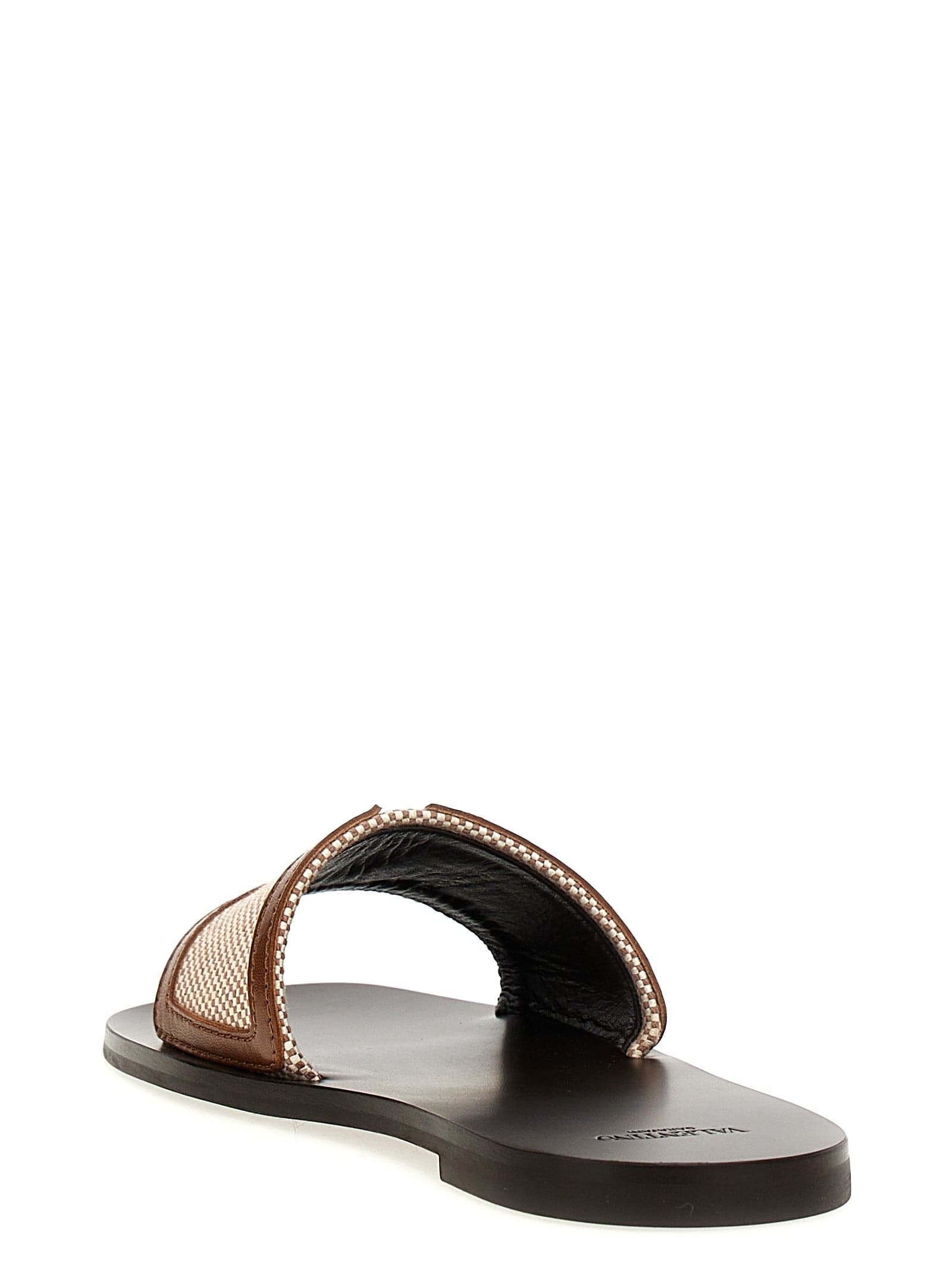 Valentino Garavani Brown Cotton Slides - 3