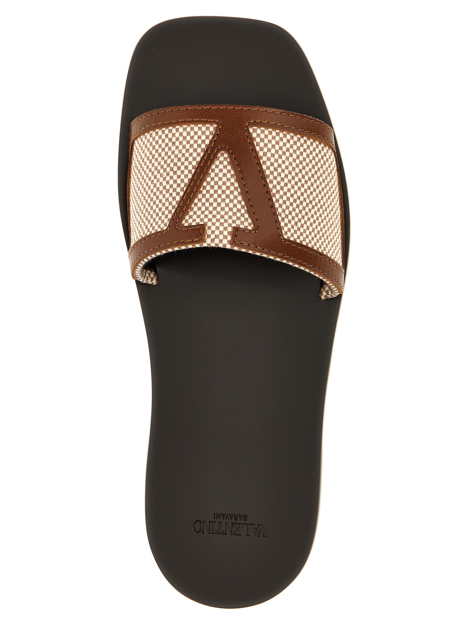 Valentino Garavani Brown Cotton Slides - 4