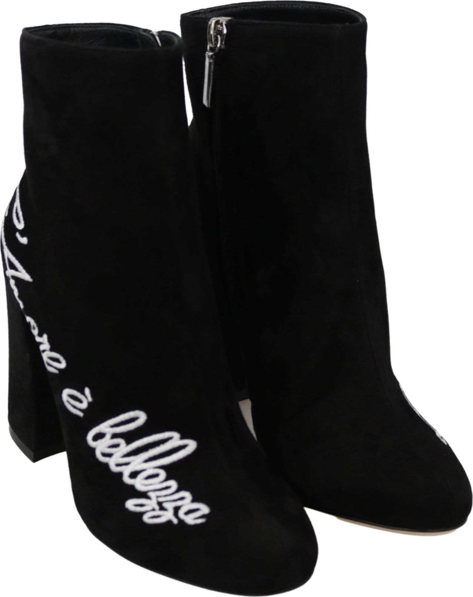 Dolce & Gabbana Black Suede L'Amore E'Bellezza Boots Shoes - 4