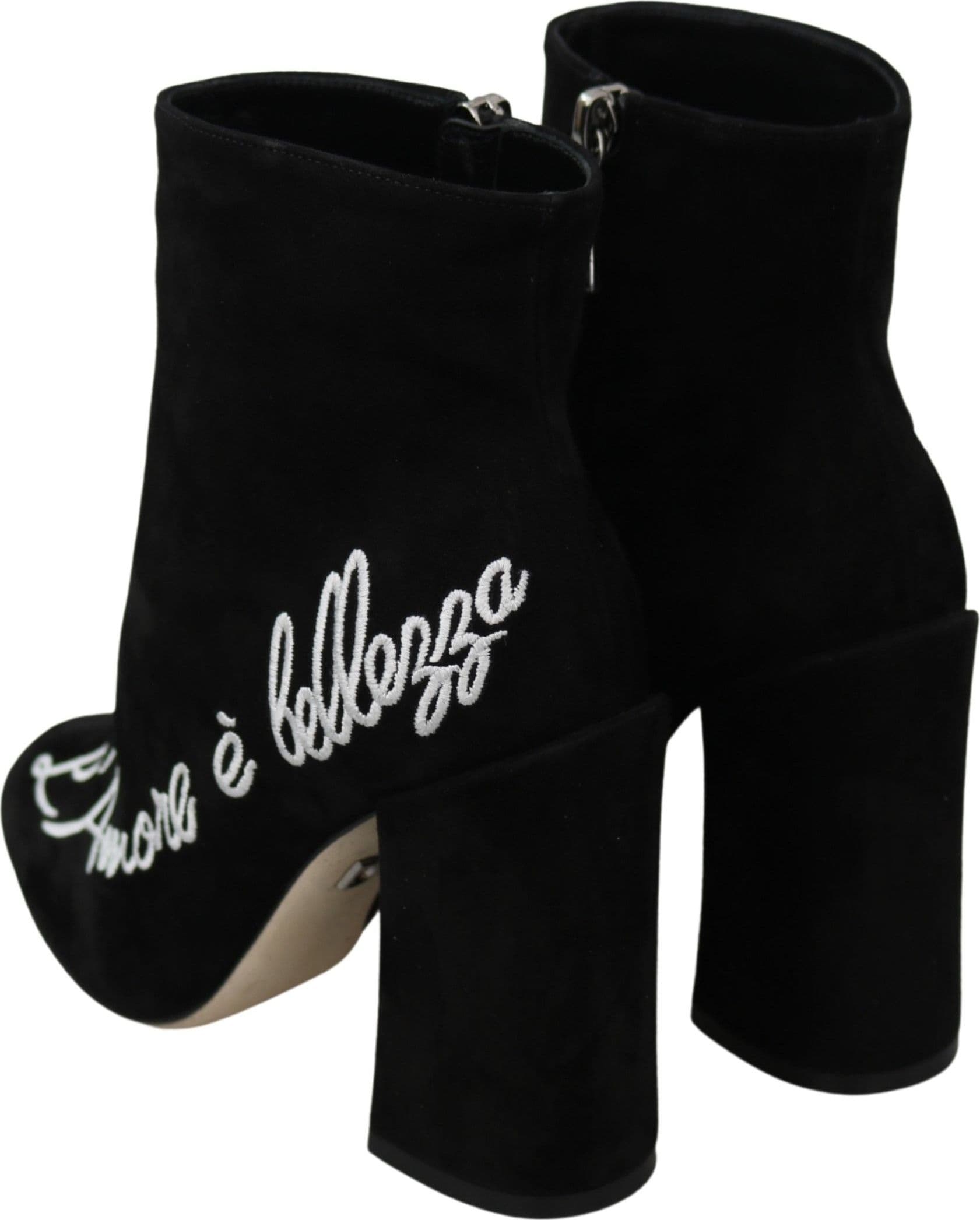 Dolce & Gabbana Black Suede L'Amore E'Bellezza Boots Shoes - 5