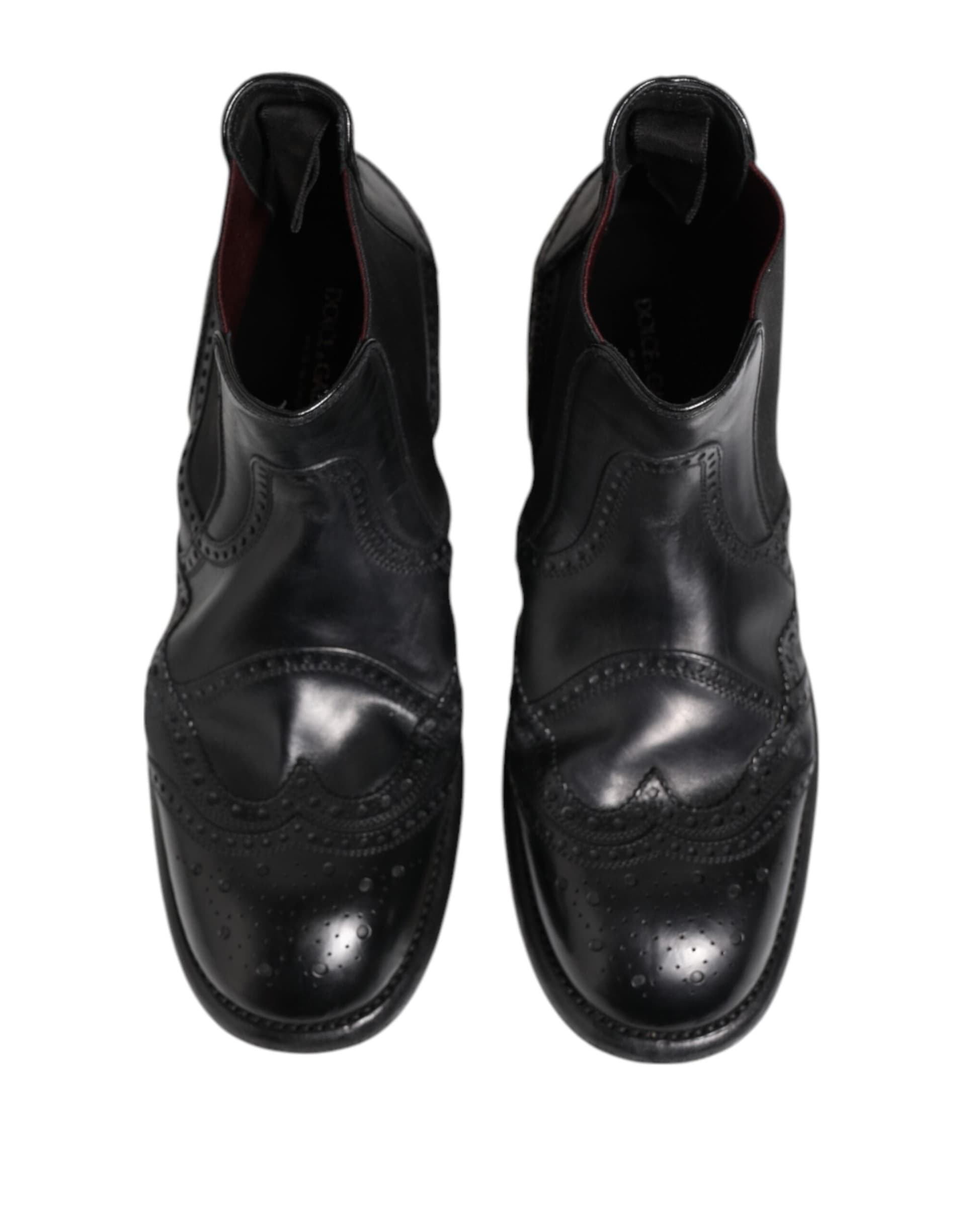 Dolce & Gabbana Black Leather Ankle Boots Slip On Shoes - 2