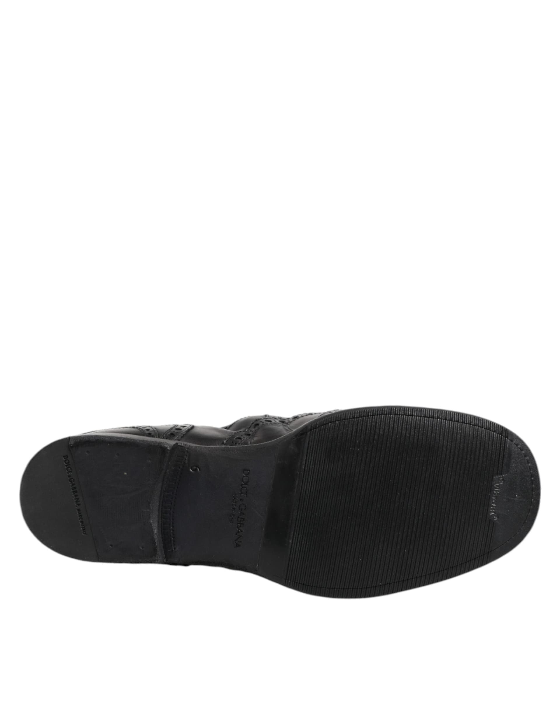 Dolce & Gabbana Black Leather Ankle Boots Slip On Shoes - 8