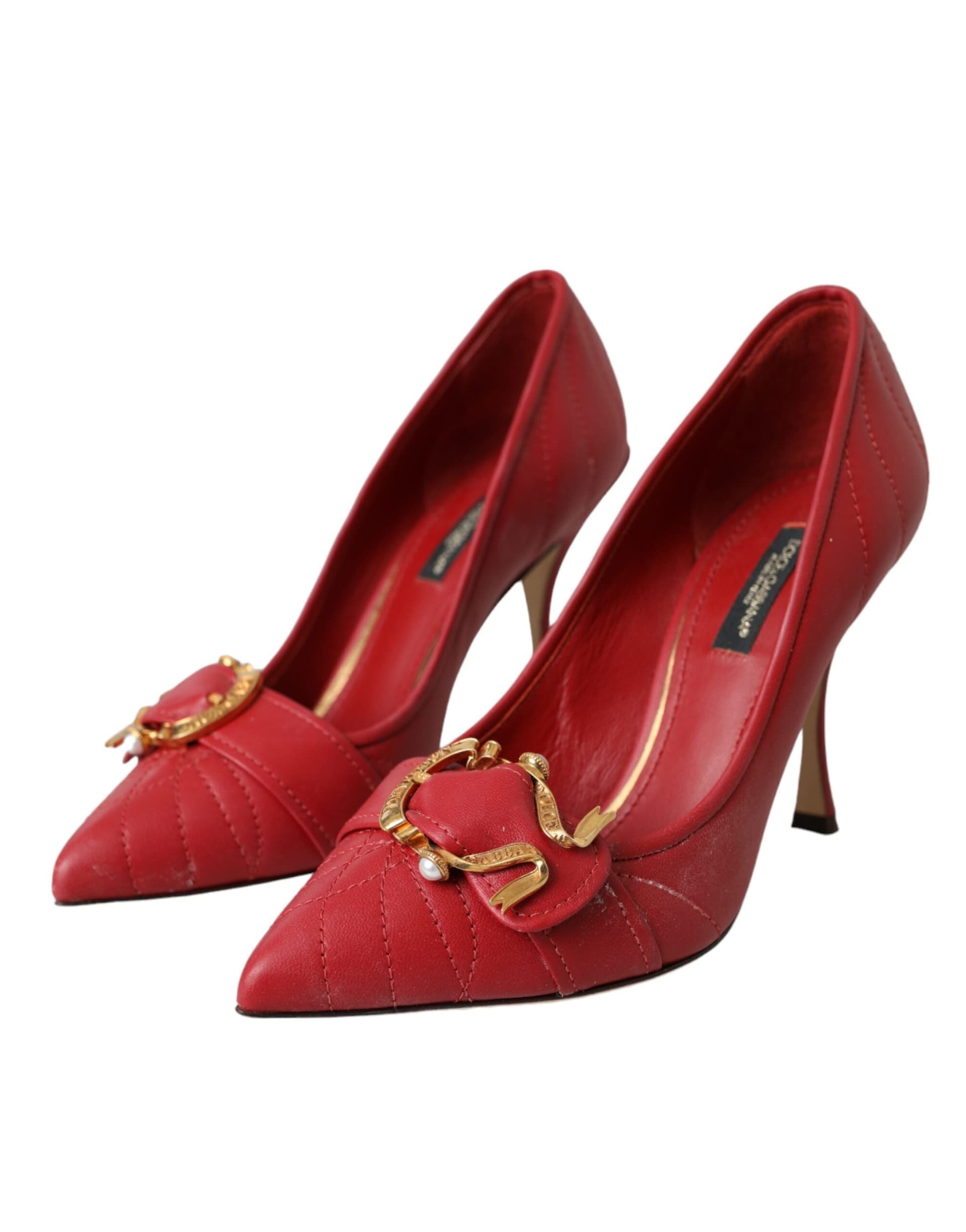 Dolce & Gabbana Red Devotion Leather Heels Pumps Shoes - 2