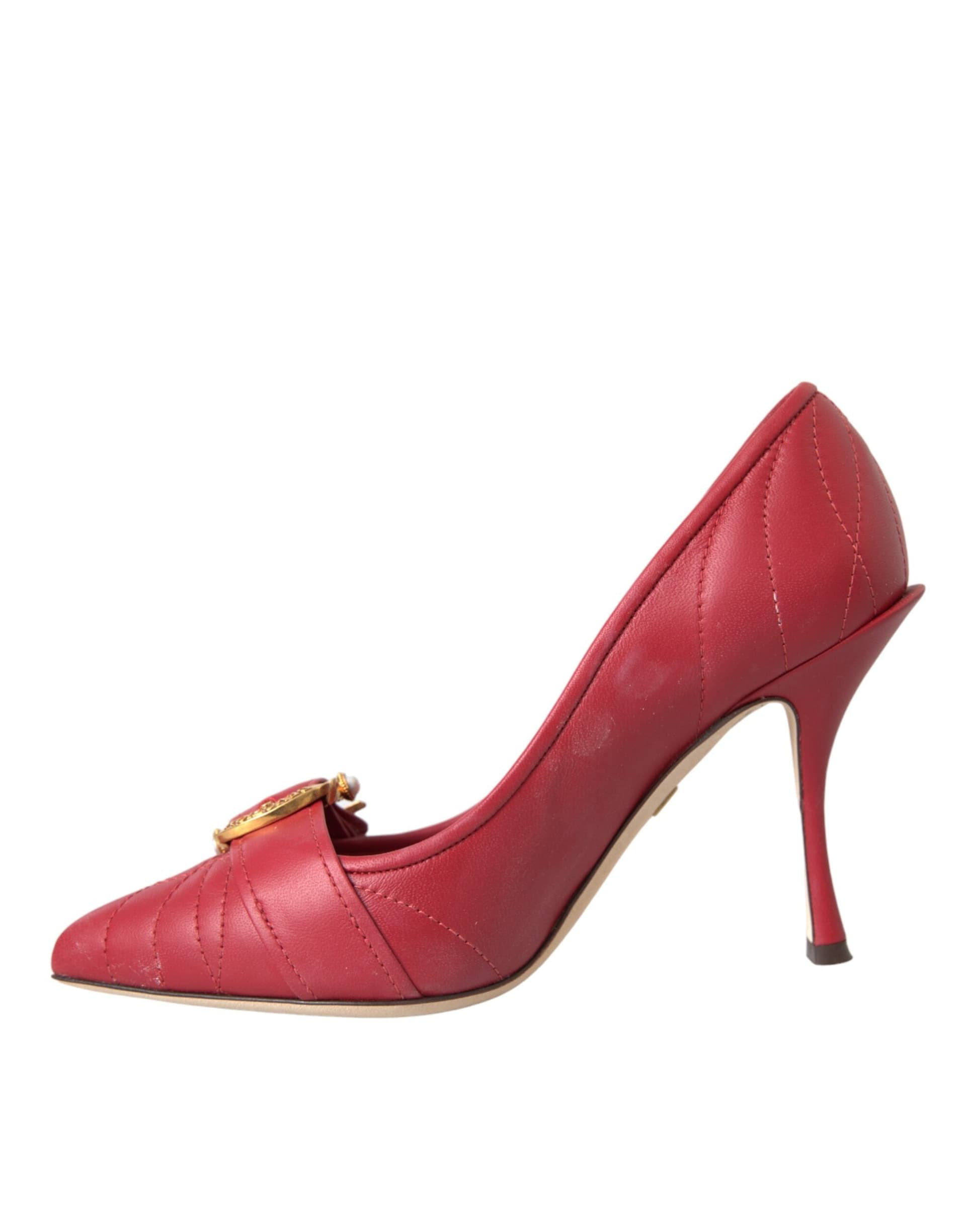 Dolce & Gabbana Red Devotion Leather Heels Pumps Shoes - 4