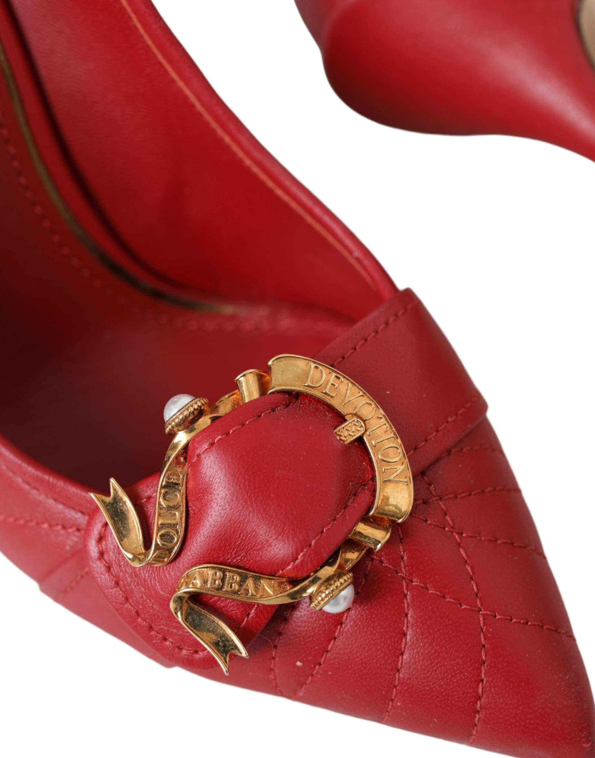 Dolce & Gabbana Red Devotion Leather Heels Pumps Shoes - 7
