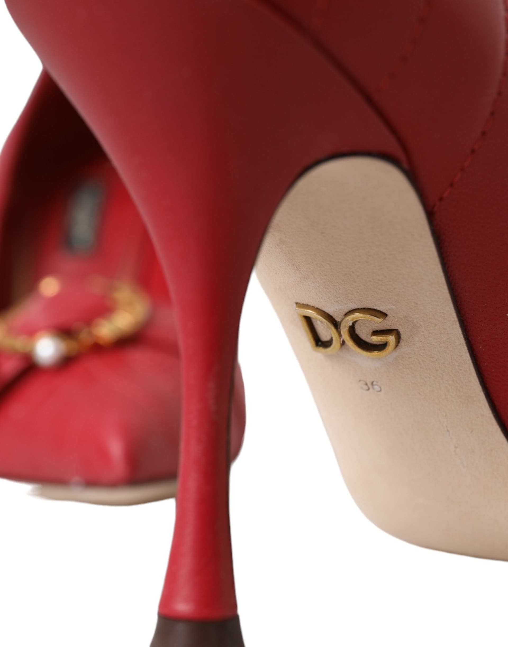 Dolce & Gabbana Red Devotion Leather Heels Pumps Shoes - 8