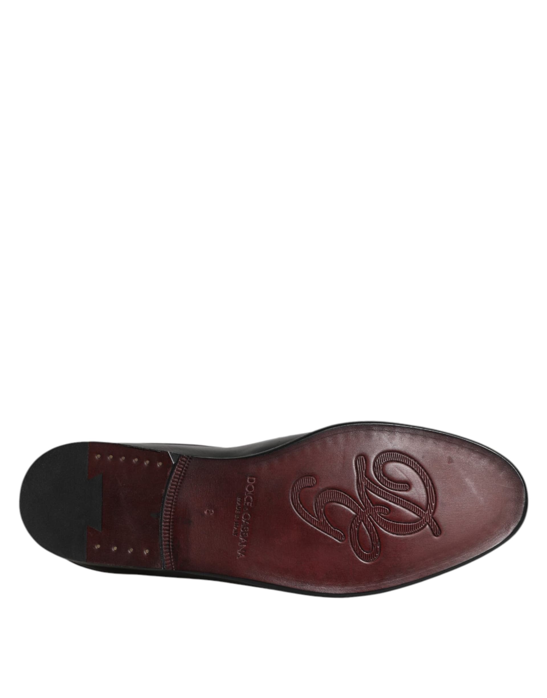 Dolce & Gabbana Black Calfskin Leather Slip On Loafers Shoes - 8