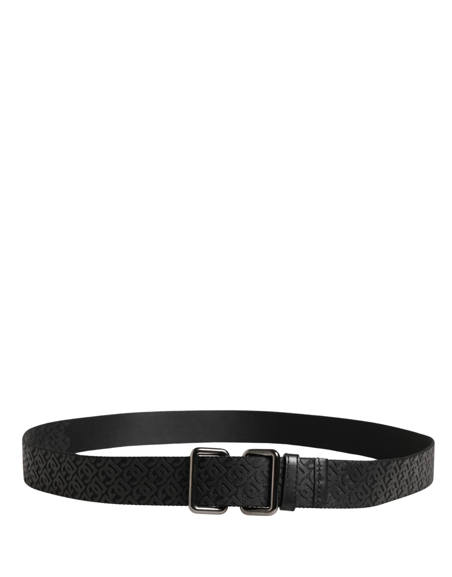 Dolce & Gabbana Men Black DG Logo Polyester Metal Buckle Belt - 2