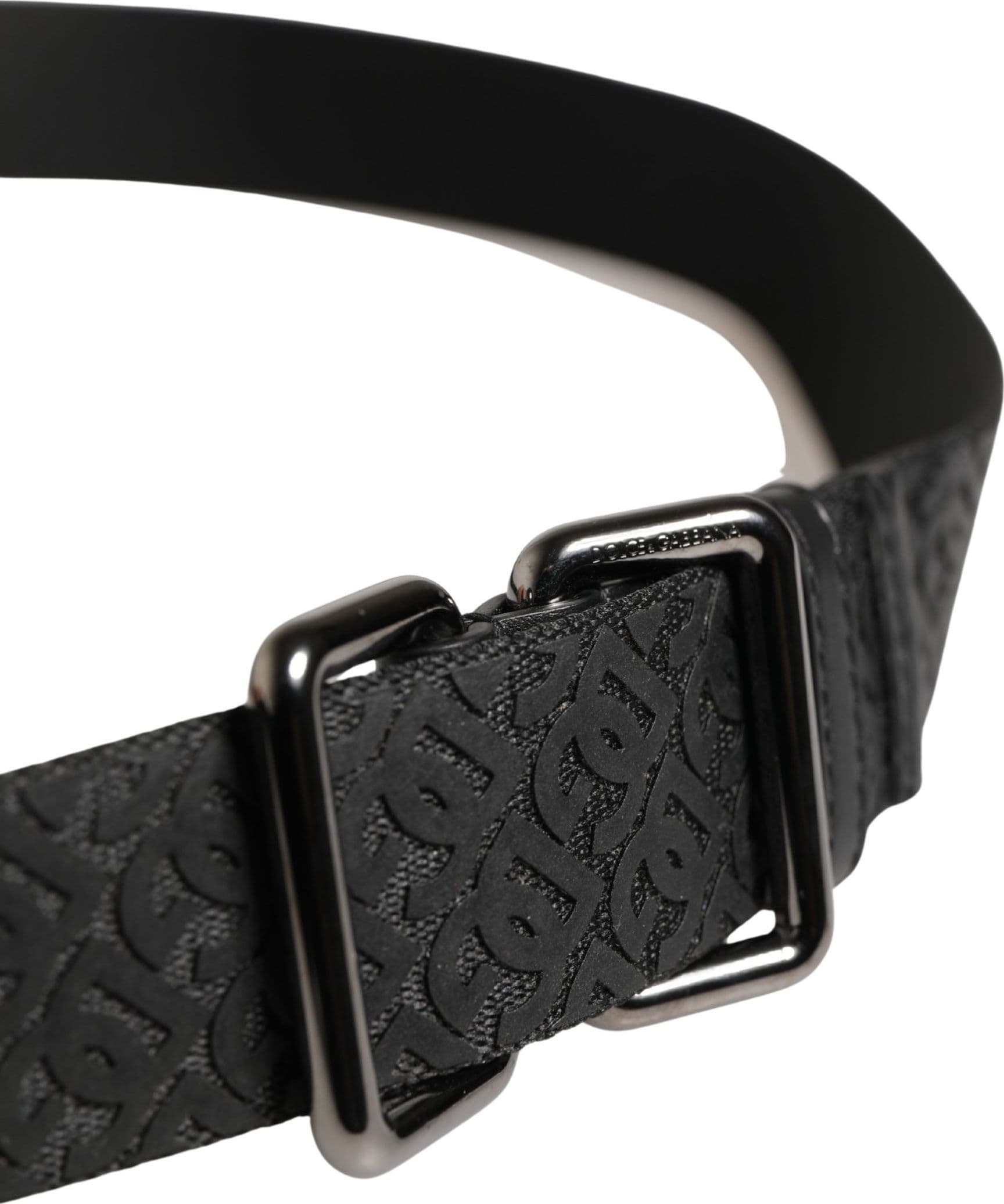 Dolce & Gabbana Men Black DG Logo Polyester Metal Buckle Belt - 3