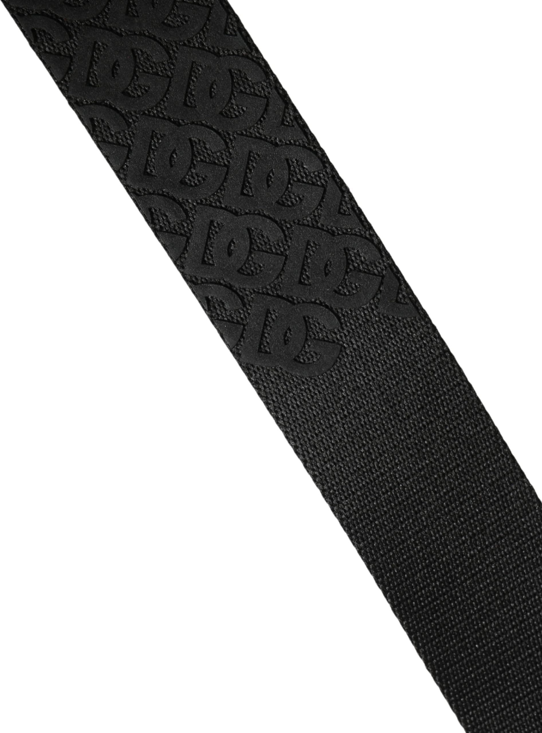 Dolce & Gabbana Men Black DG Logo Polyester Metal Buckle Belt - 5