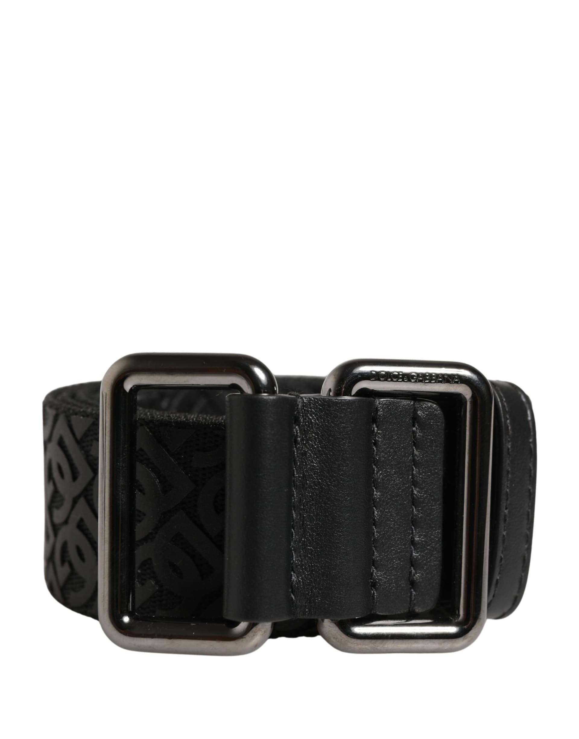 Dolce & Gabbana Men Black DG Logo Polyester Metal Buckle Belt - 7