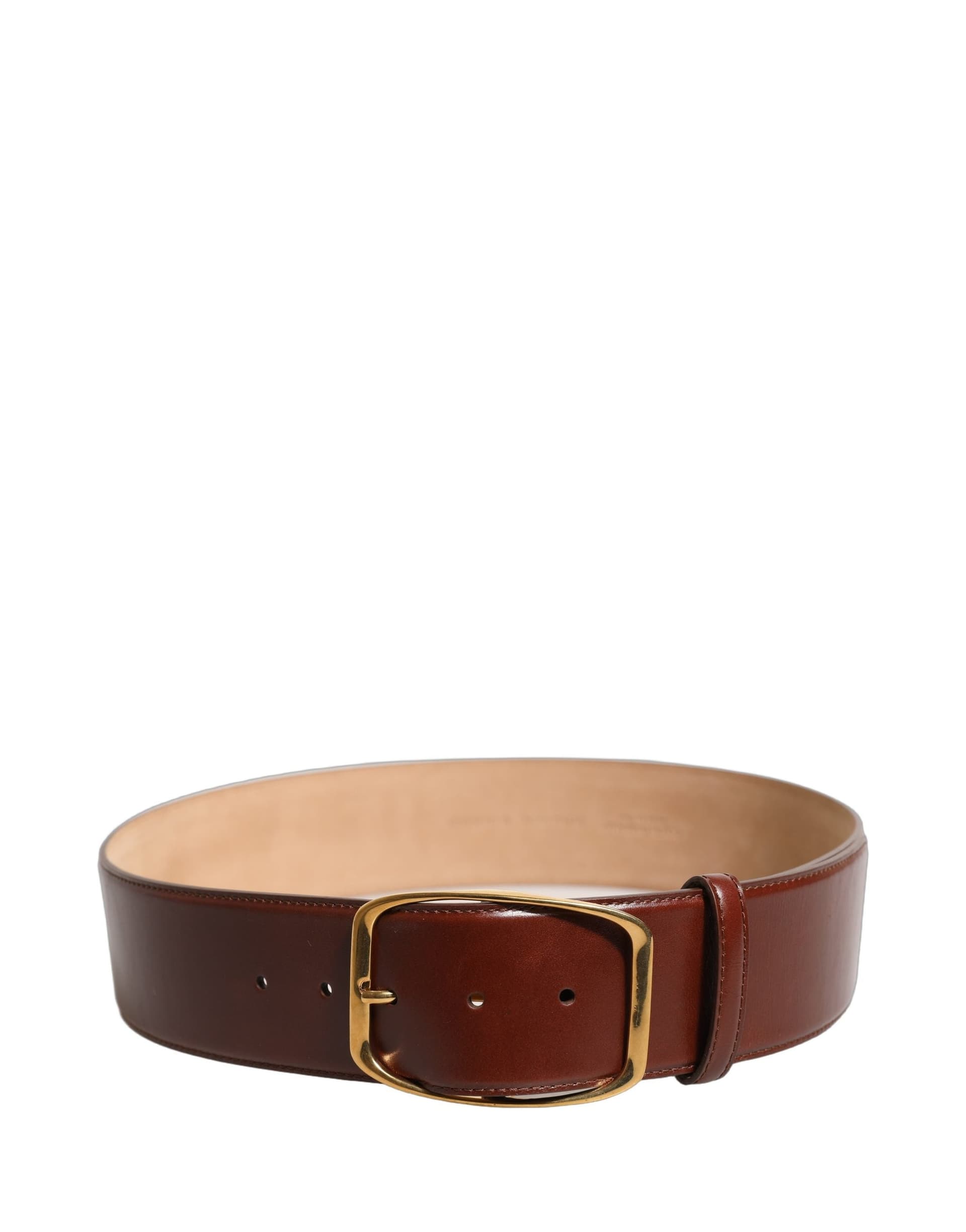 Dolce & Gabbana Brown Calfskin Leather Gold Metal Buckle Belt - 4