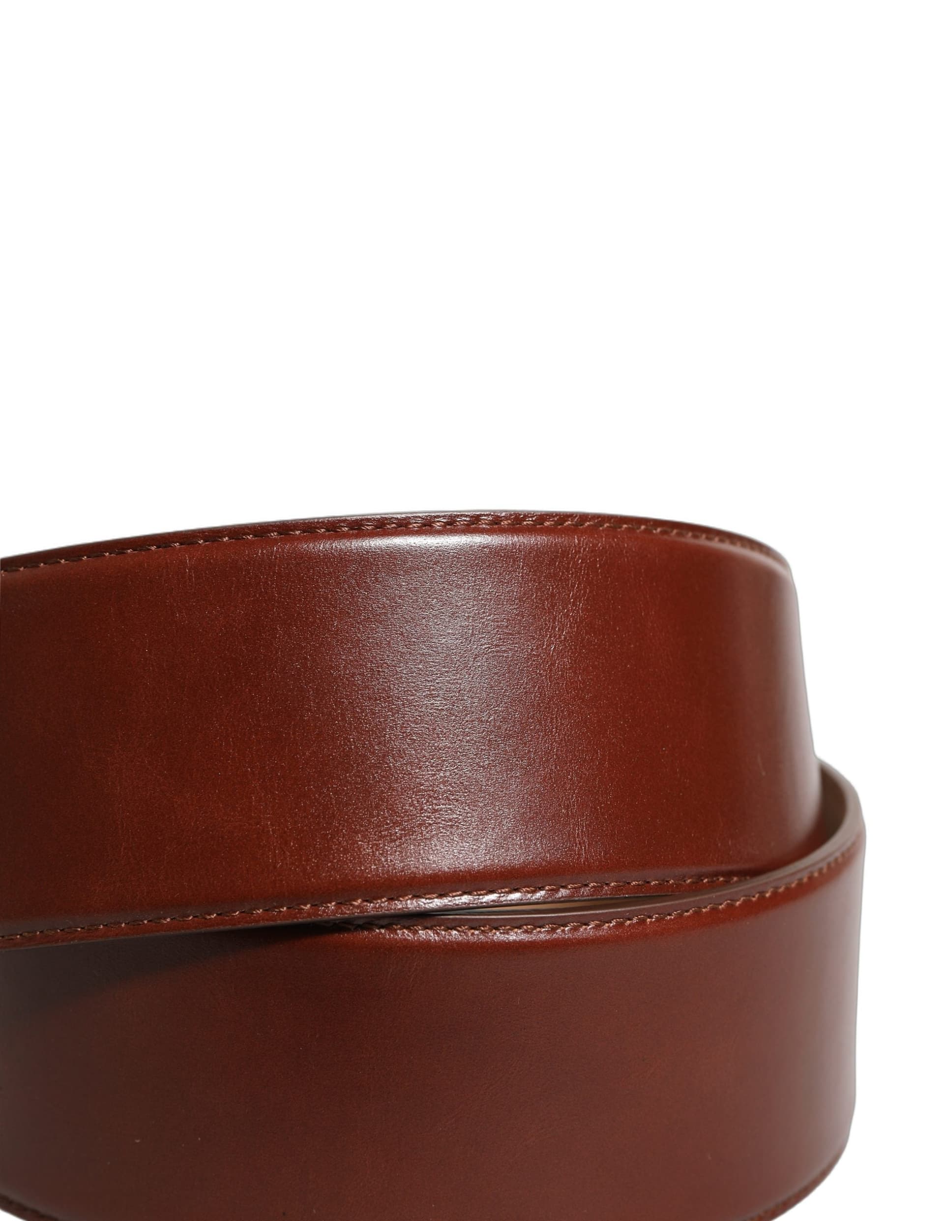Dolce & Gabbana Brown Calfskin Leather Gold Metal Buckle Belt - 5