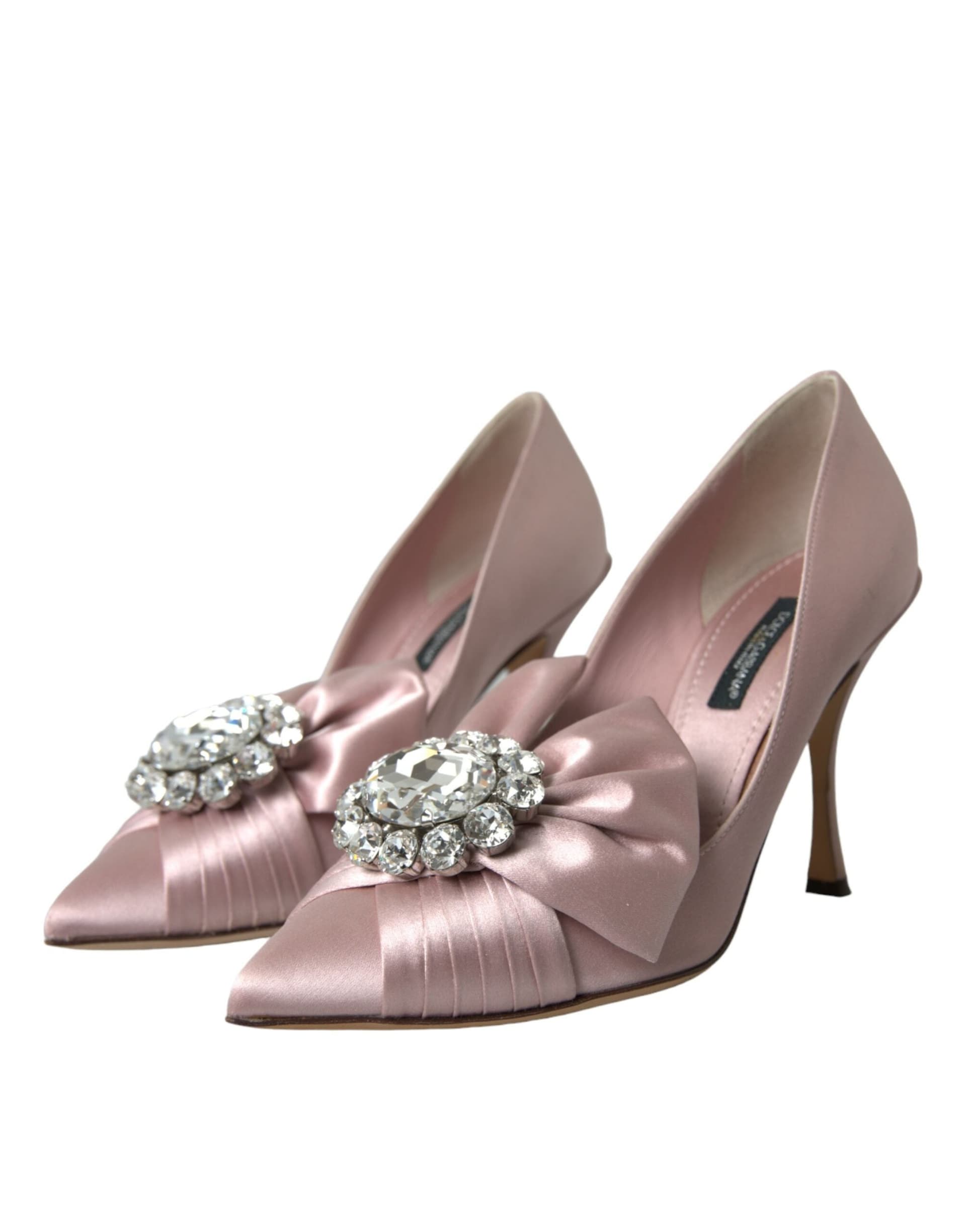 Dolce & Gabbana Pink Satin Crystal High Heels Pumps Shoes - 2
